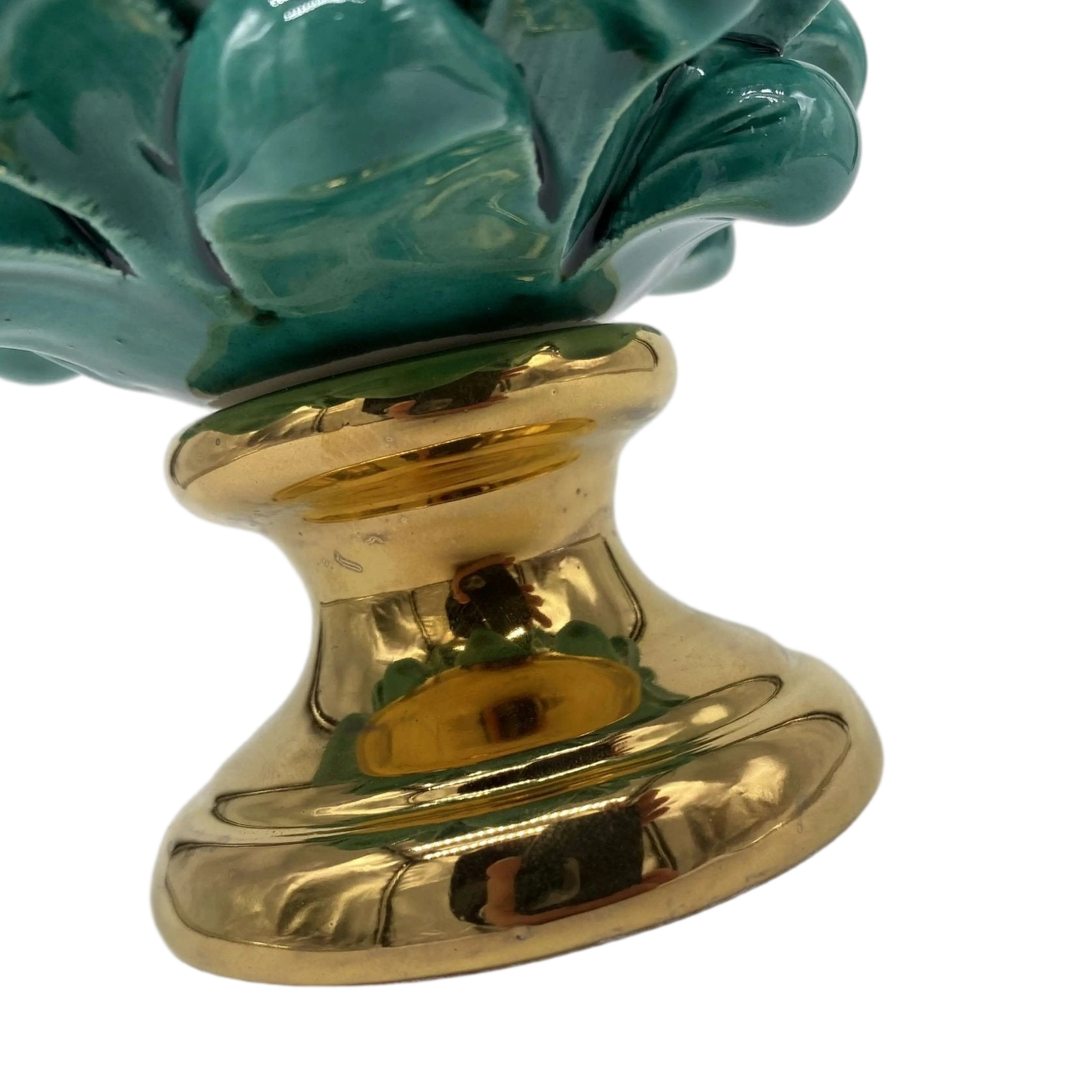 Pigna Aurum Ceramica Caltagirone cm H.15 Artigianale Verde Acqua - DD CERAMICHE SICILIANE