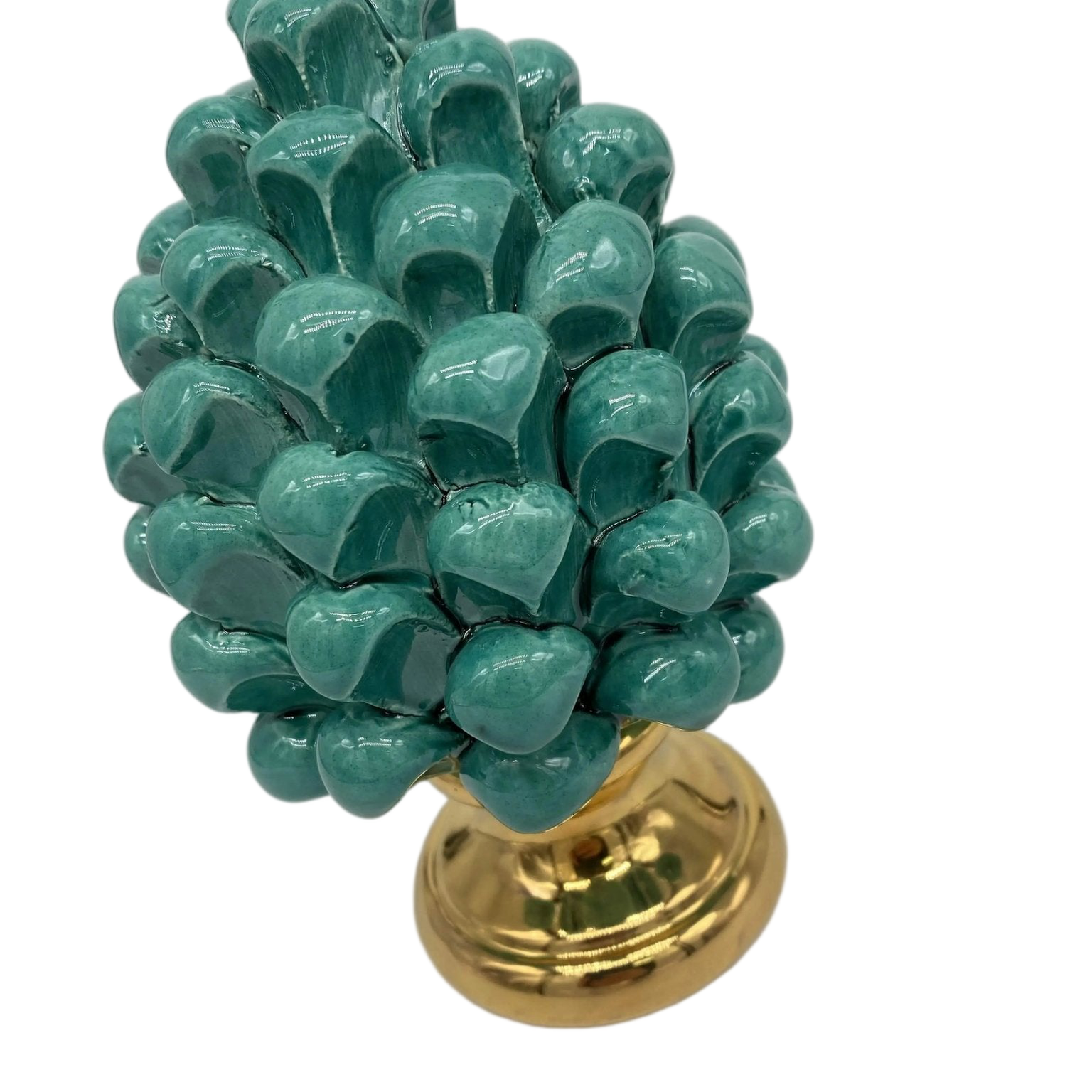 Pigna Aurum Ceramica Caltagirone cm H.15 Artigianale Verde Acqua - DD CERAMICHE SICILIANE