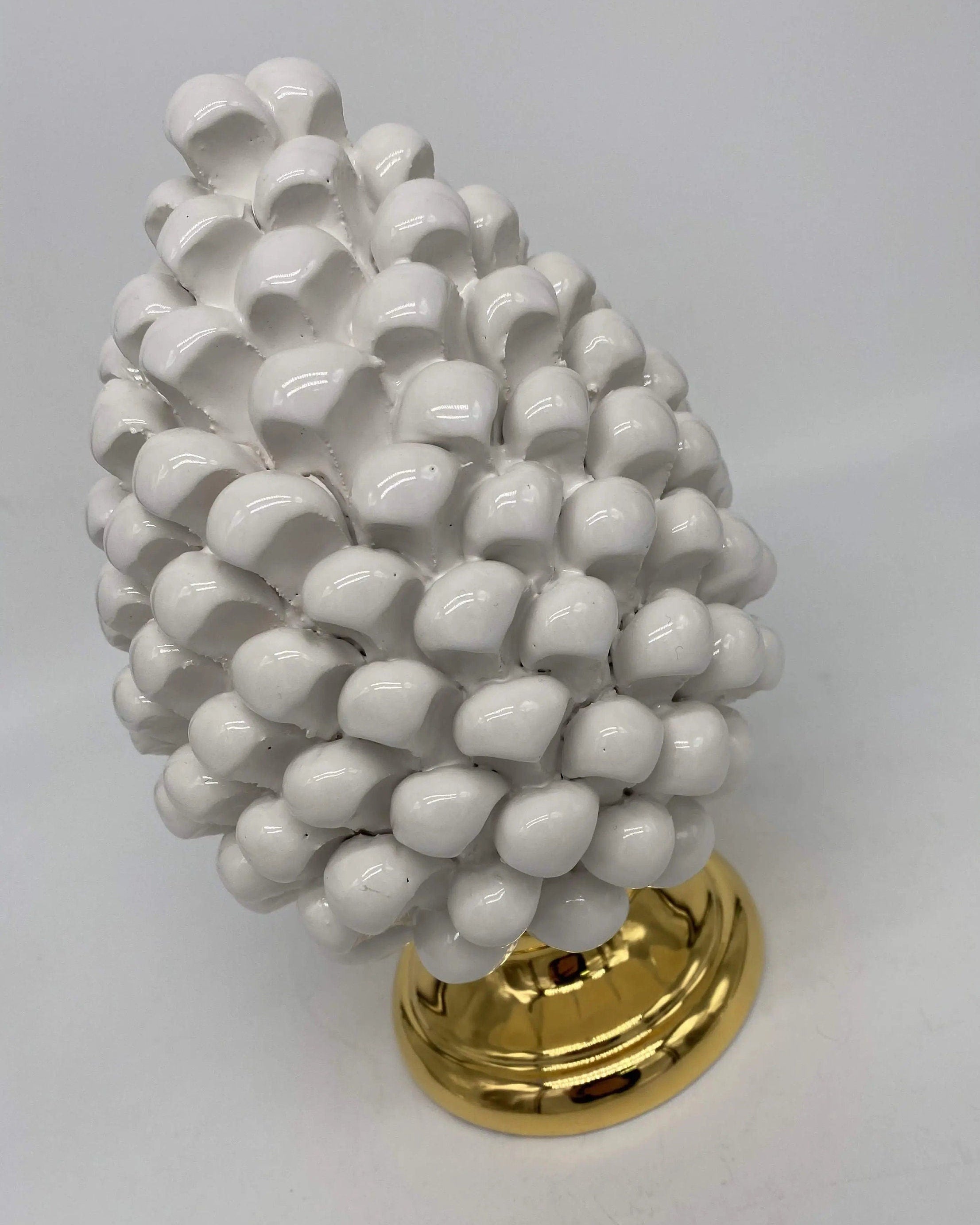 Pigna Aurum Ceramica Caltagirone cm H.20 Artigianale Bianco DD CERAMICHE SICILIANE