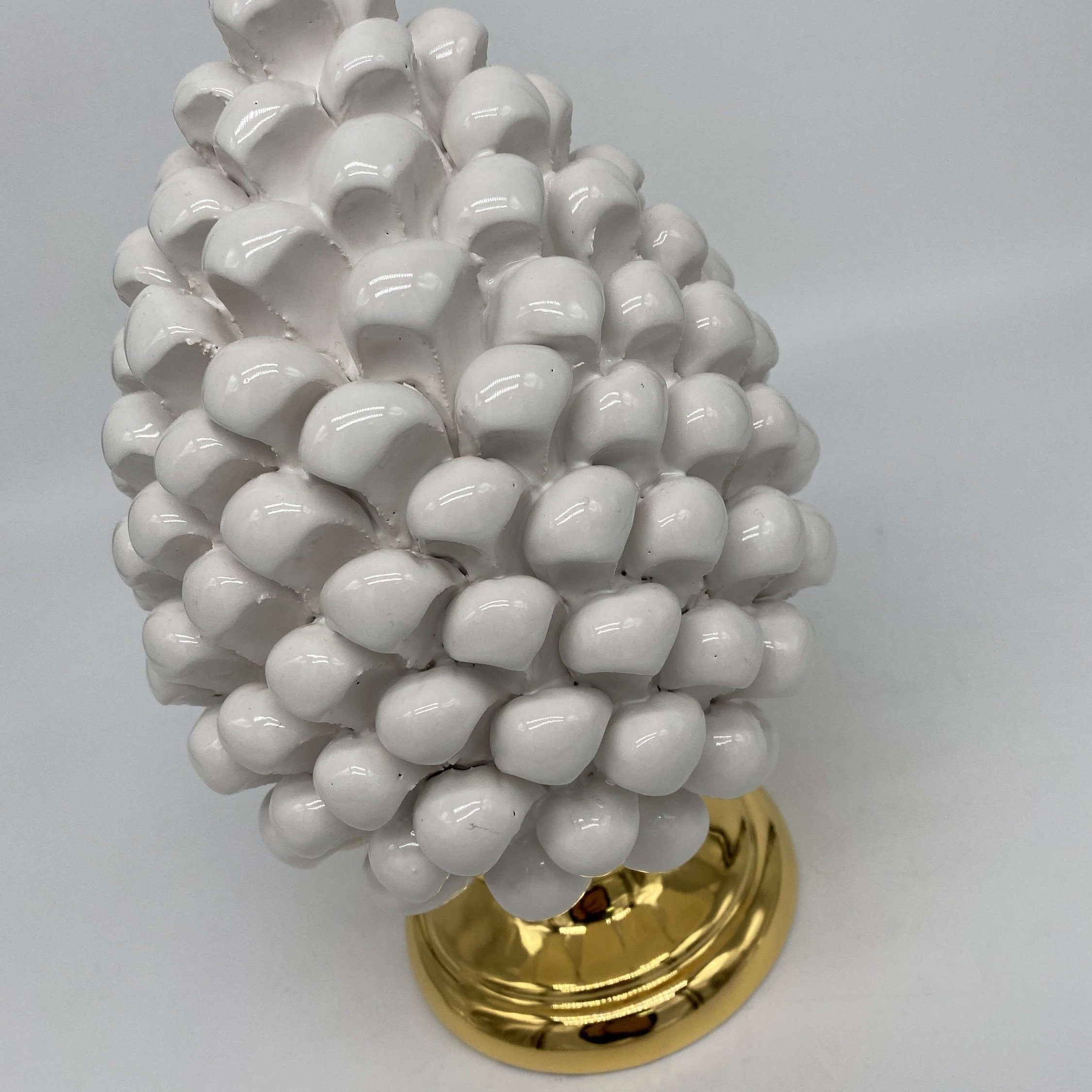Pigna Aurum Ceramica Caltagirone cm H.20 Artigianale Bianco DD CERAMICHE SICILIANE
