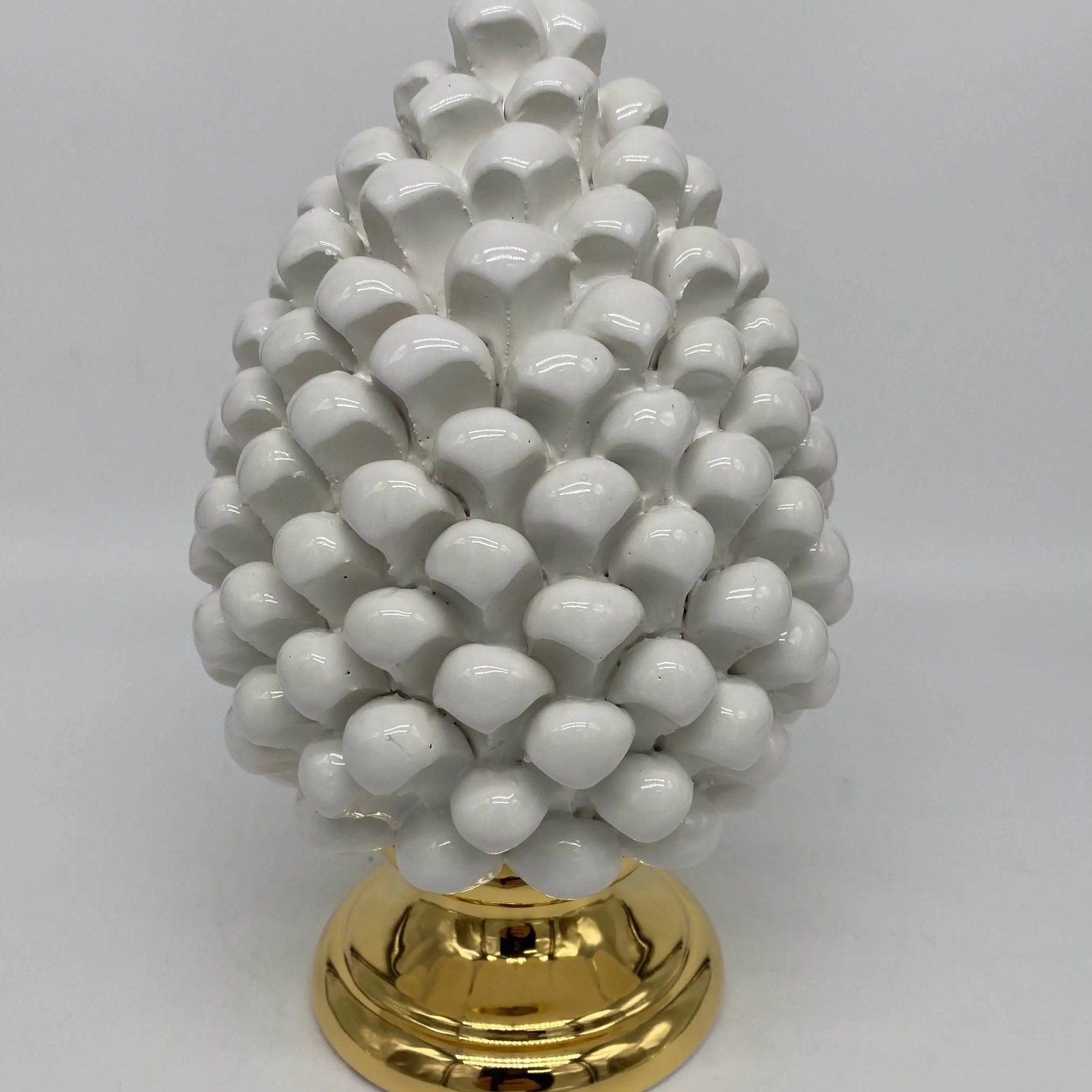 Pigna Aurum Ceramica Caltagirone cm H.20 Artigianale Bianco DD CERAMICHE SICILIANE