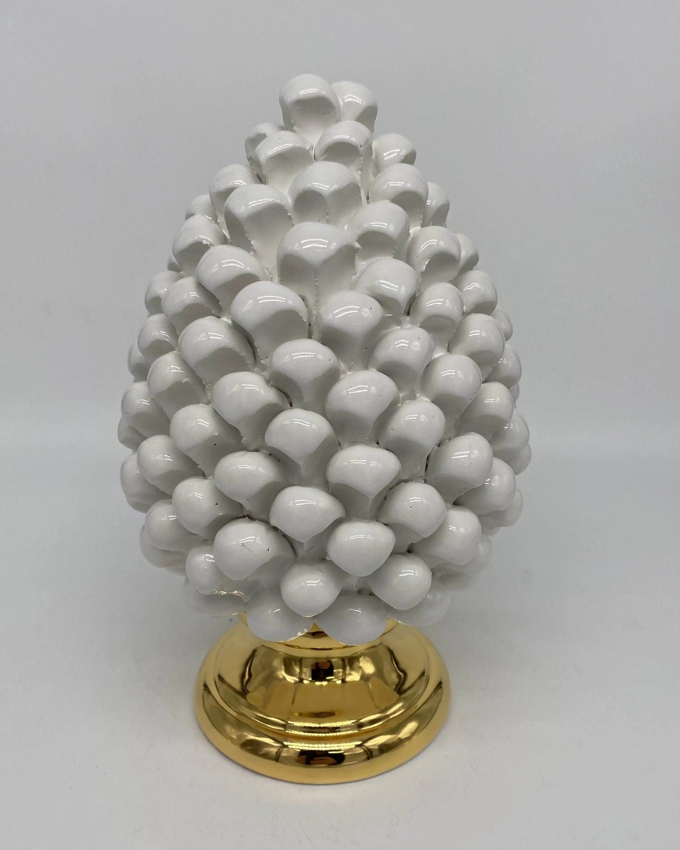 Pigna Aurum Ceramica Caltagirone cm H.20 Artigianale Bianco DD CERAMICHE SICILIANE