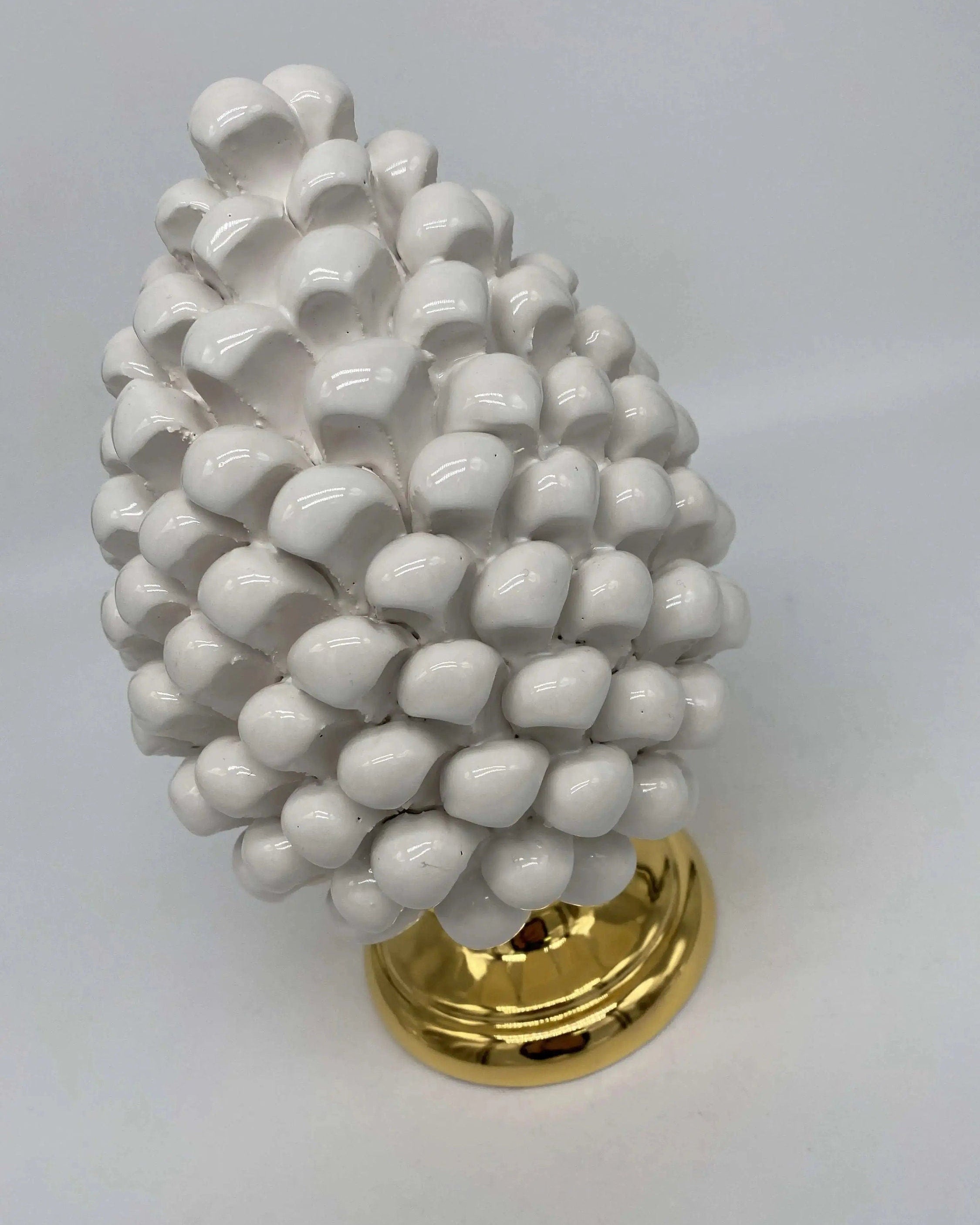 Pigna Aurum Ceramica Caltagirone cm H.20 Artigianale Bianco DD CERAMICHE SICILIANE