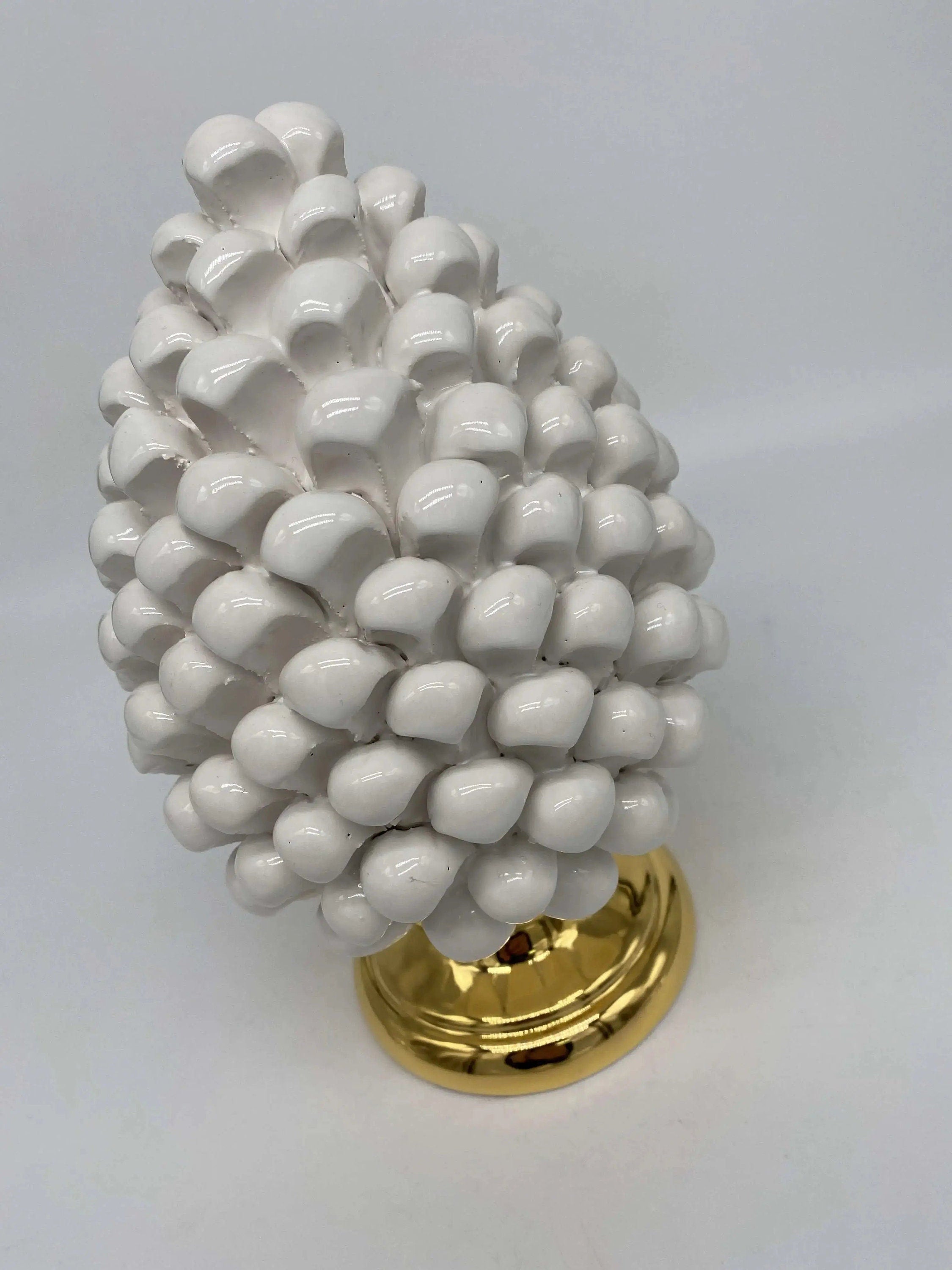 Pigna Aurum Ceramica Caltagirone cm H.20 Artigianale Bianco DD CERAMICHE SICILIANE