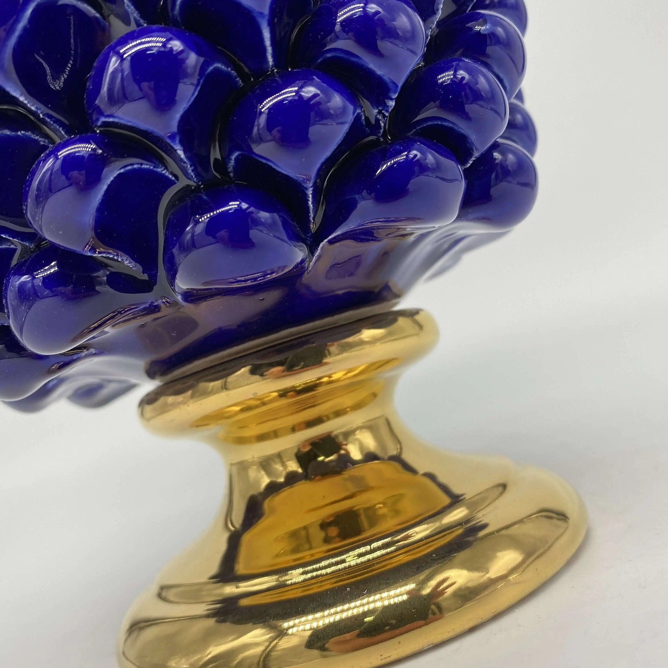 Pigna Aurum Ceramica Caltagirone cm H.20 Artigianale Blu DD CERAMICHE SICILIANE