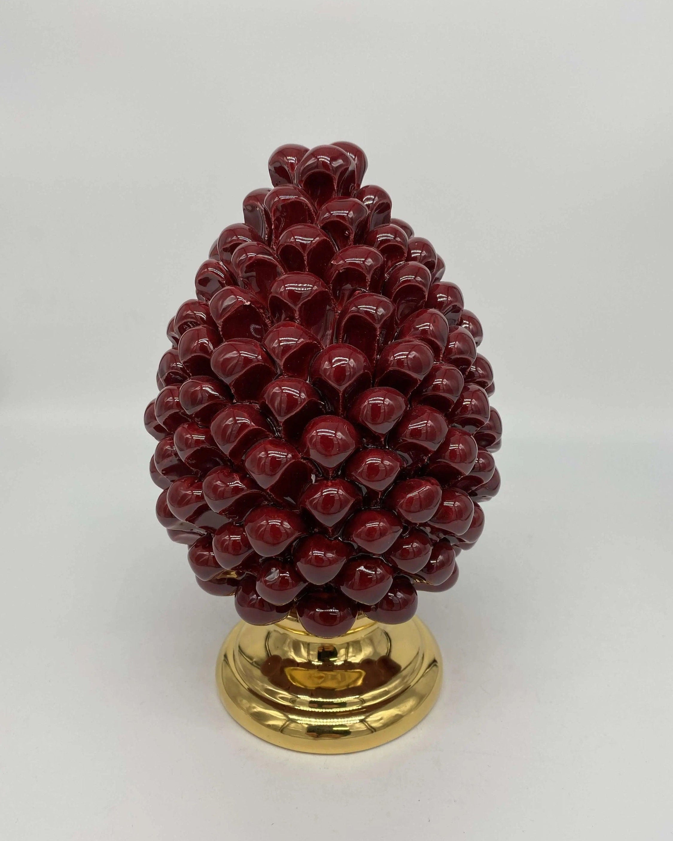 Pigna Aurum Ceramica Caltagirone cm H.20 Artigianale Bordeaux DD CERAMICHE SICILIANE