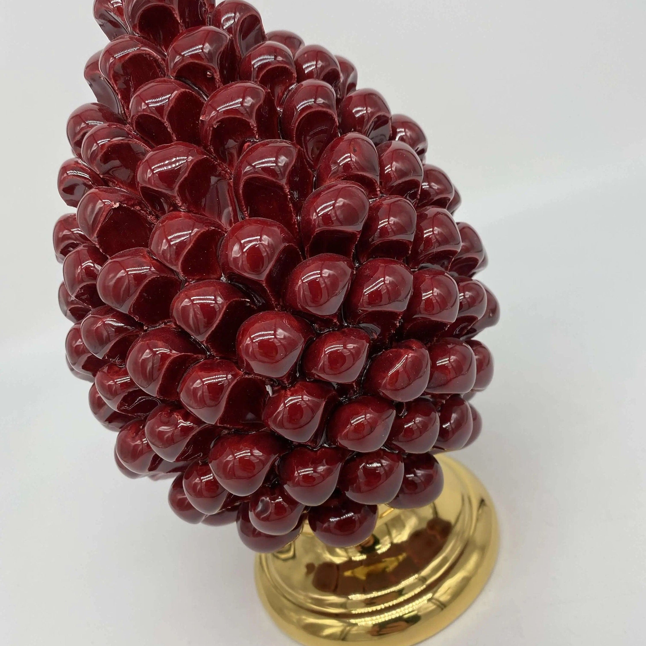 Pigna Aurum Ceramica Caltagirone cm H.20 Artigianale Bordeaux DD CERAMICHE SICILIANE