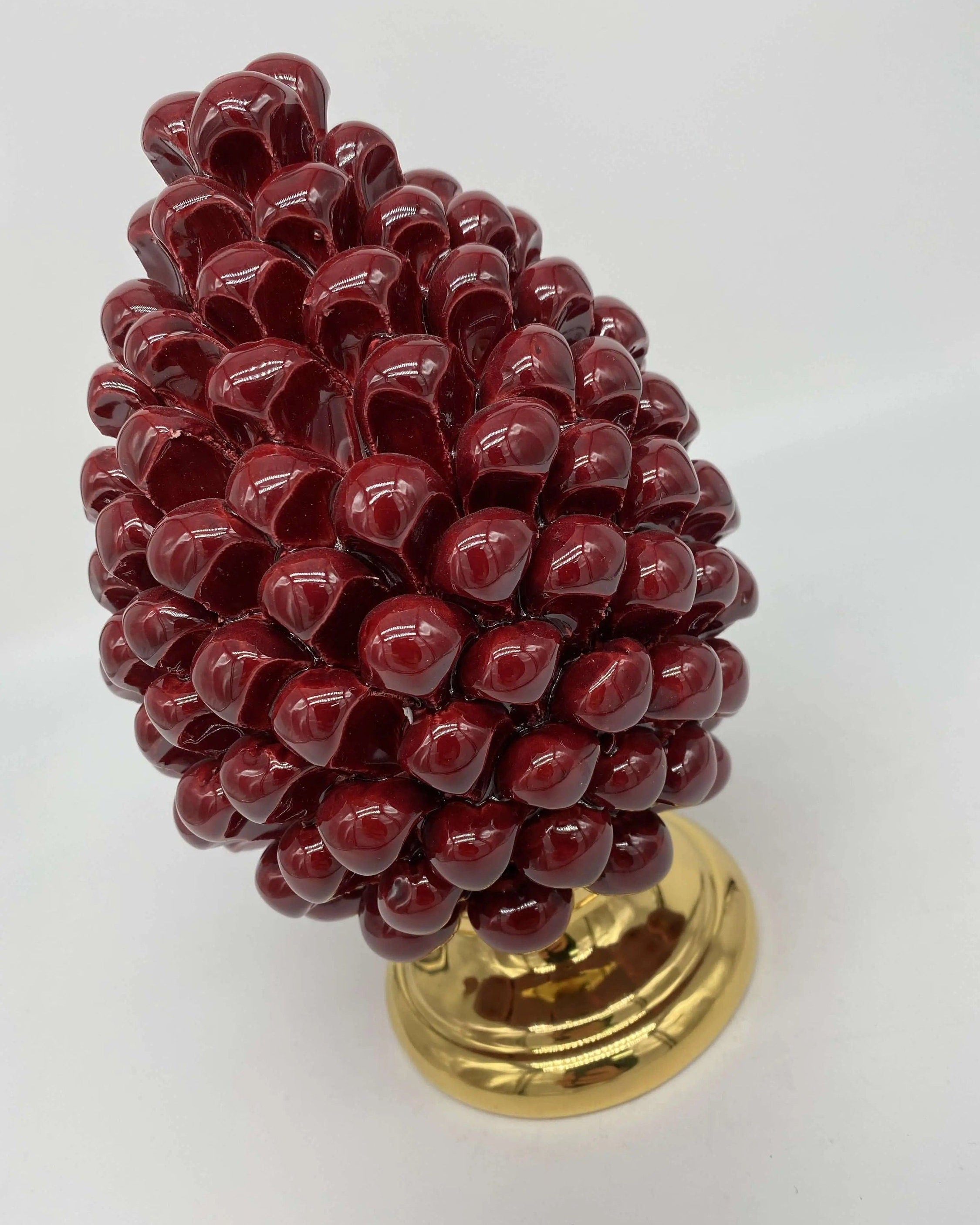 Pigna Aurum Ceramica Caltagirone cm H.20 Artigianale Bordeaux DD CERAMICHE SICILIANE