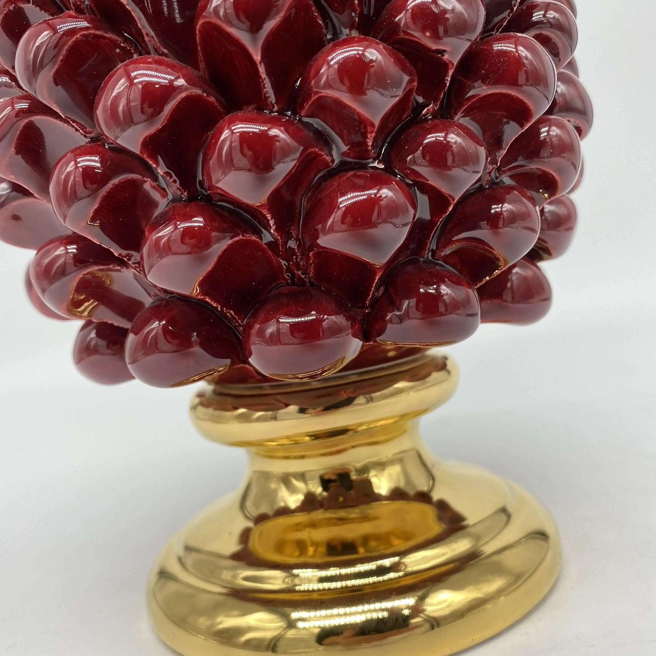 Pigna Aurum Ceramica Caltagirone cm H.20 Artigianale Bordeaux DD CERAMICHE SICILIANE
