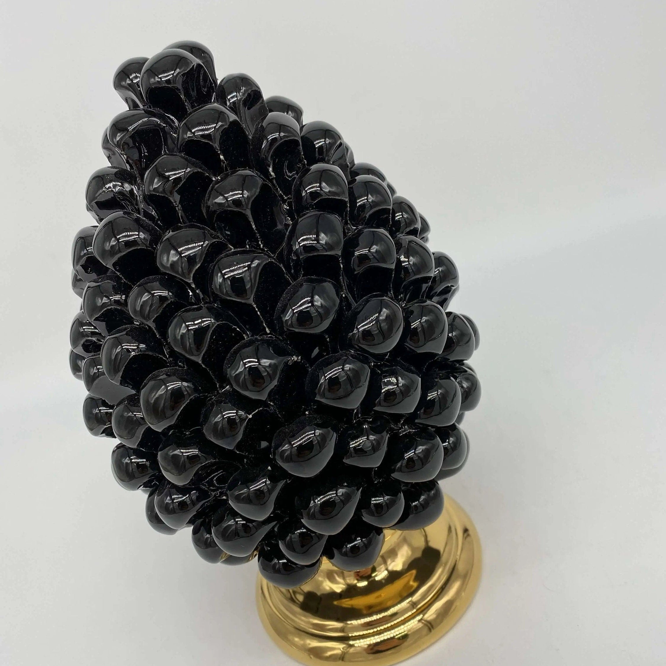 Pigna Aurum Ceramica Caltagirone cm H.20 Artigianale Nero DD CERAMICHE SICILIANE