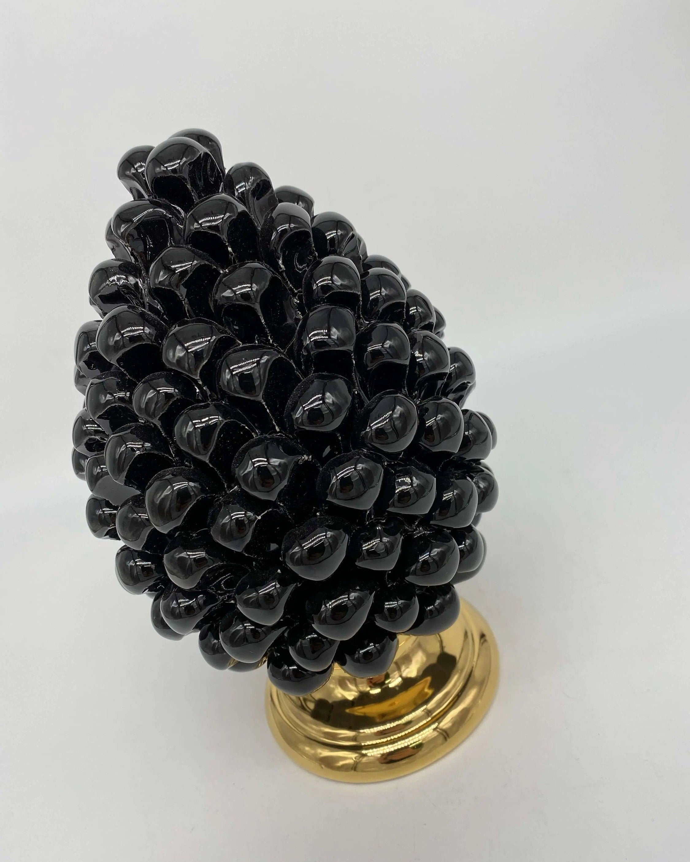 Pigna Aurum Ceramica Caltagirone cm H.20 Artigianale Nero DD CERAMICHE SICILIANE
