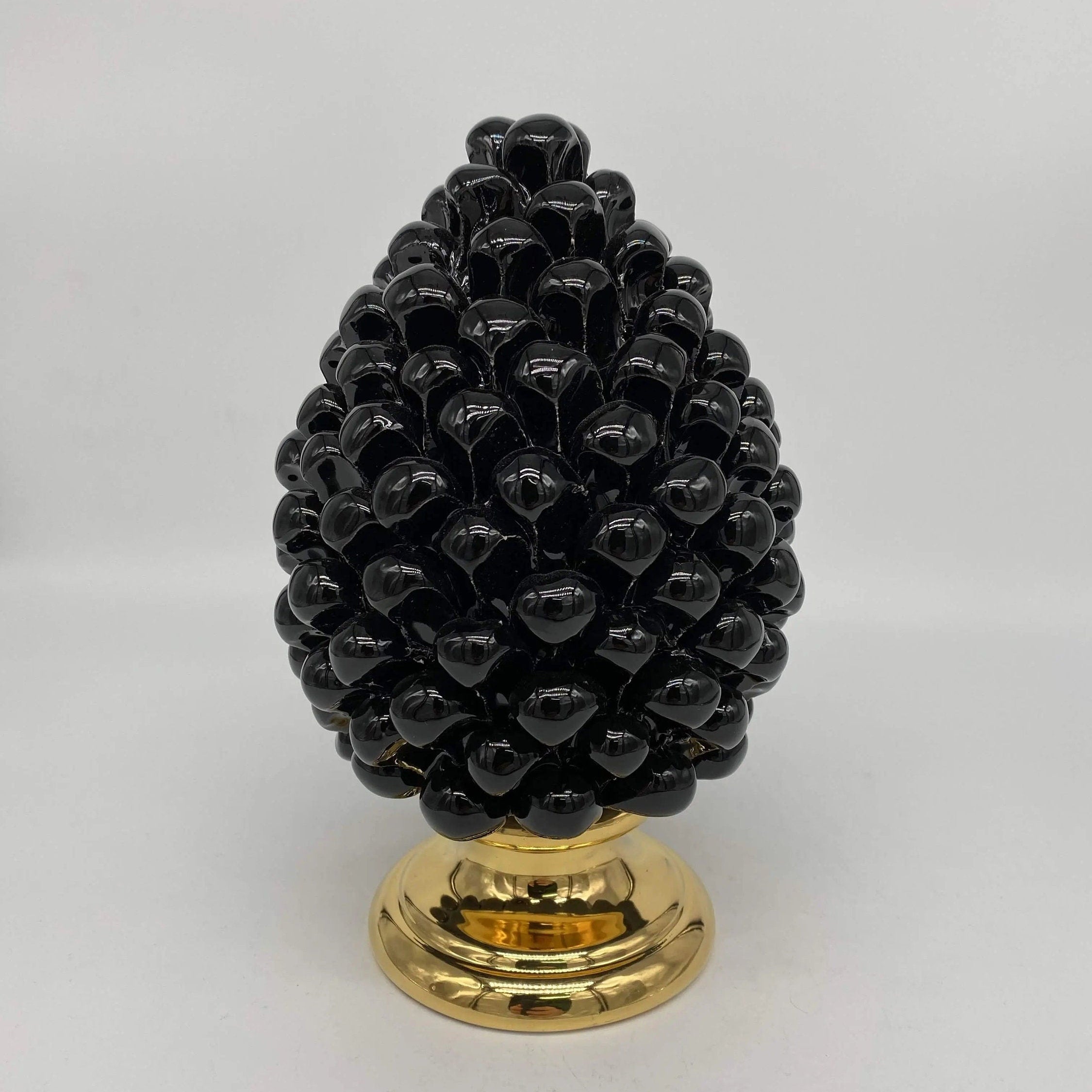 Pigna Aurum Ceramica Caltagirone cm H.20 Artigianale Nero DD CERAMICHE SICILIANE
