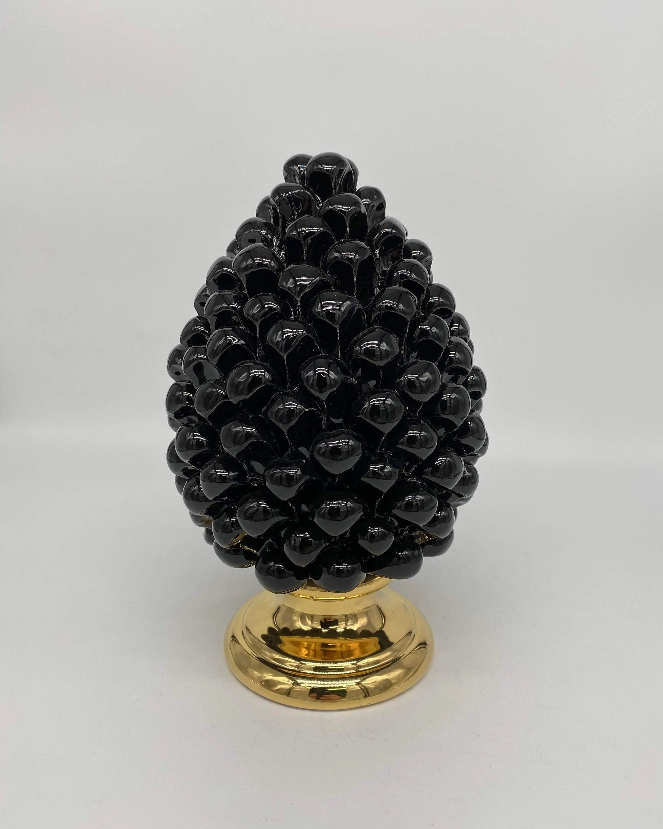 Pigna Aurum Ceramica Caltagirone cm H.20 Artigianale Nero DD CERAMICHE SICILIANE