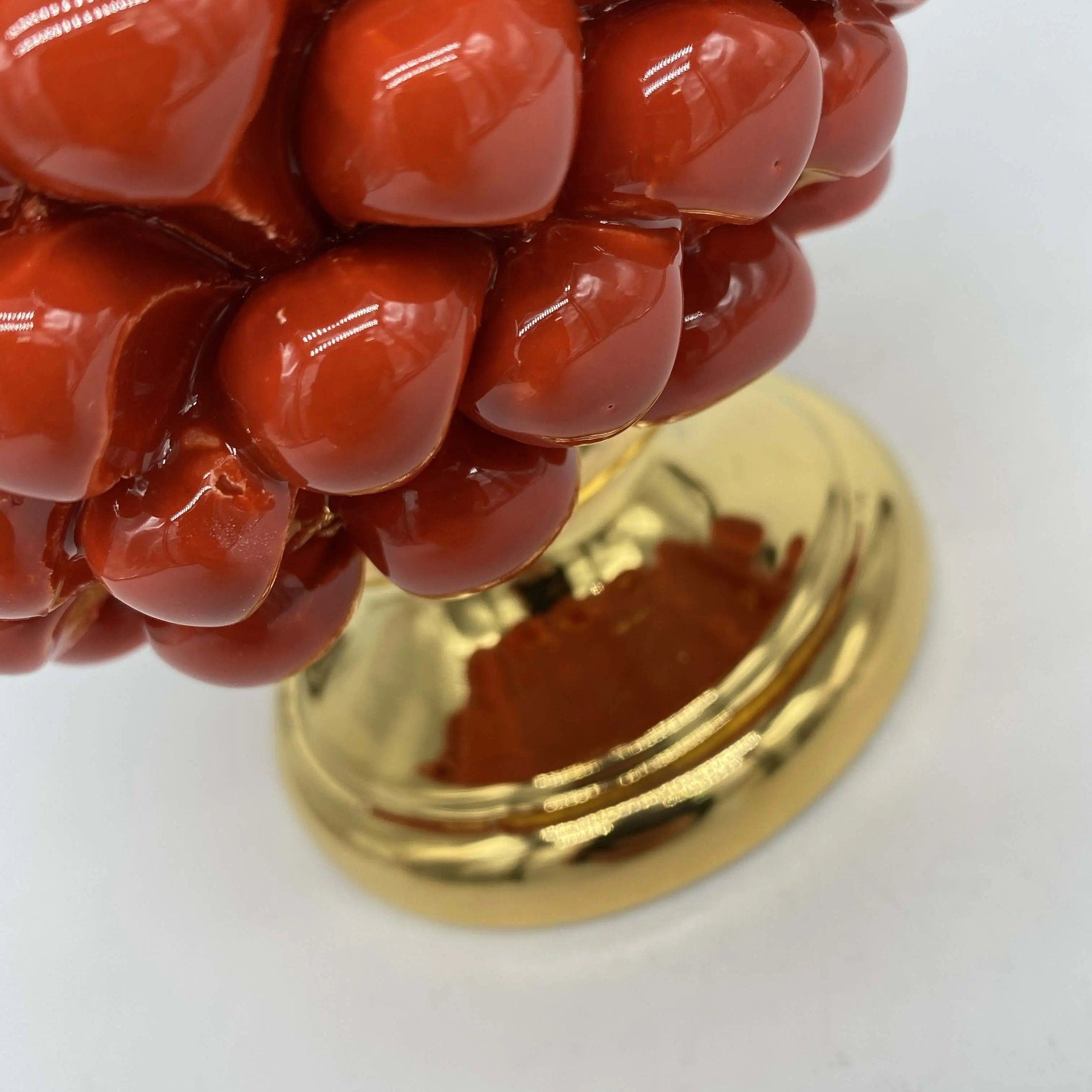 Pigna Aurum Ceramica Caltagirone cm H.20 Artigianale Rosso DD CERAMICHE SICILIANE