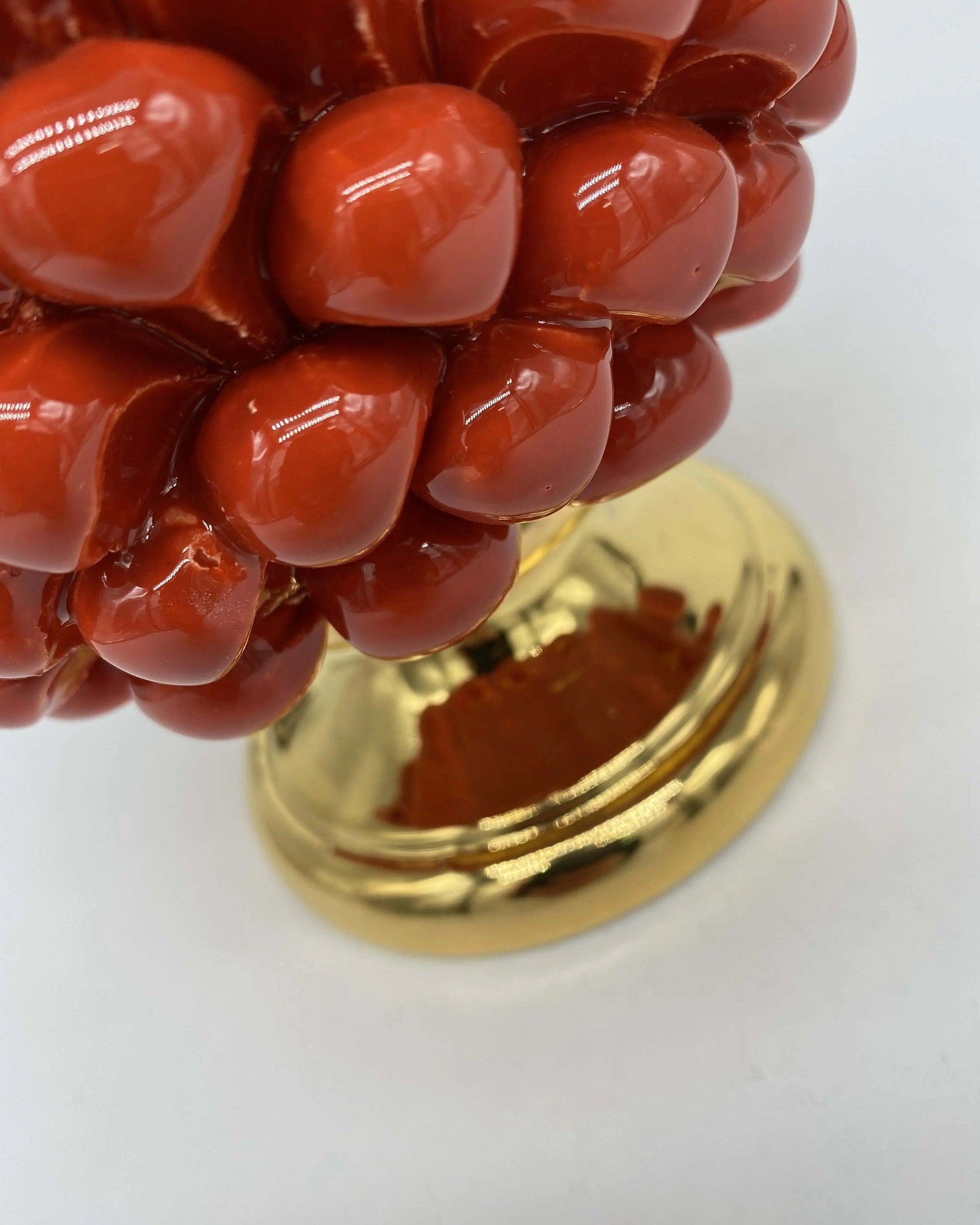 Pigna Aurum Ceramica Caltagirone cm H.20 Artigianale Rosso DD CERAMICHE SICILIANE