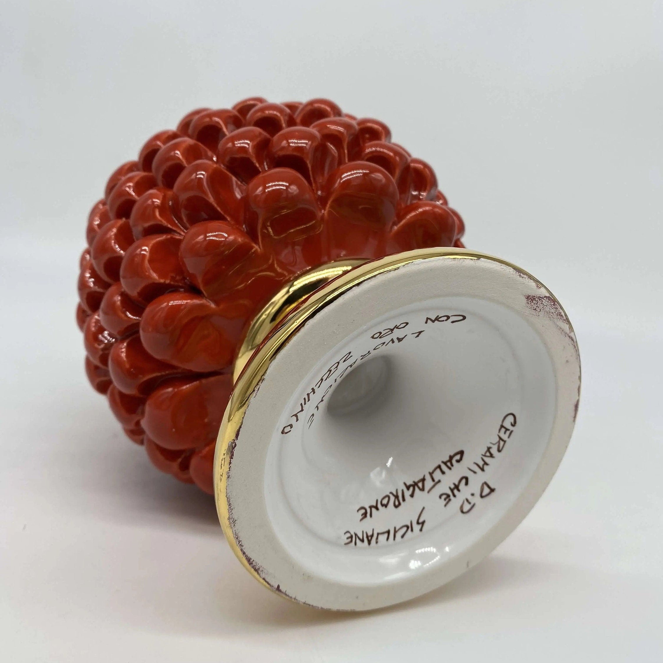 Pigna Aurum Ceramica Caltagirone cm H.20 Artigianale Rosso DD CERAMICHE SICILIANE