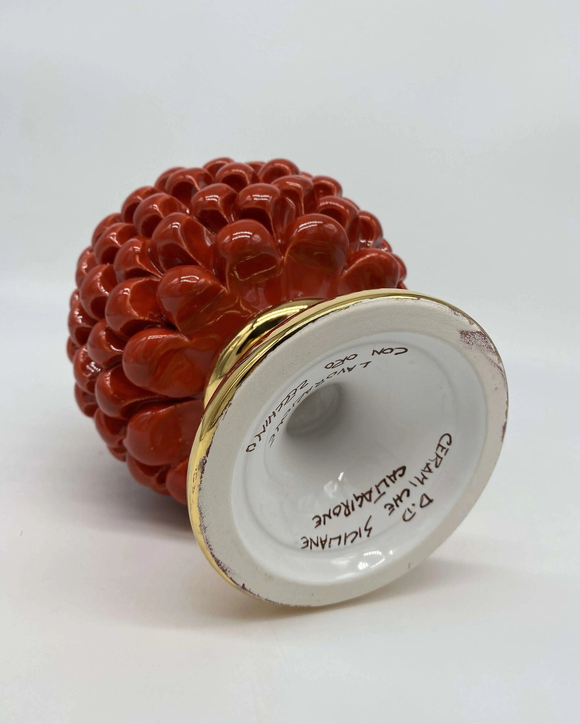 Pigna Aurum Ceramica Caltagirone cm H.20 Artigianale Rosso DD CERAMICHE SICILIANE