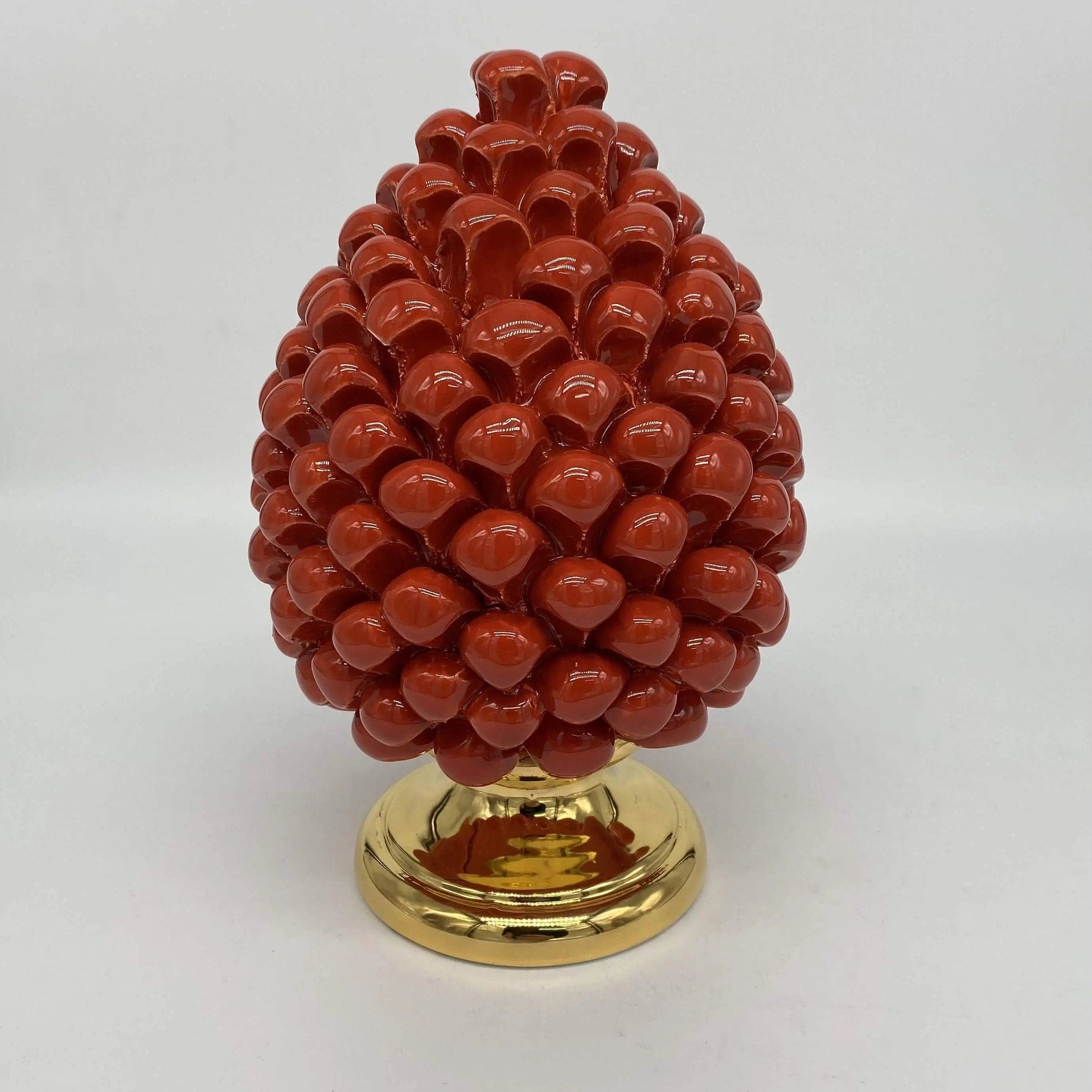 Pigna Aurum Ceramica Caltagirone cm H.20 Artigianale Rosso DD CERAMICHE SICILIANE