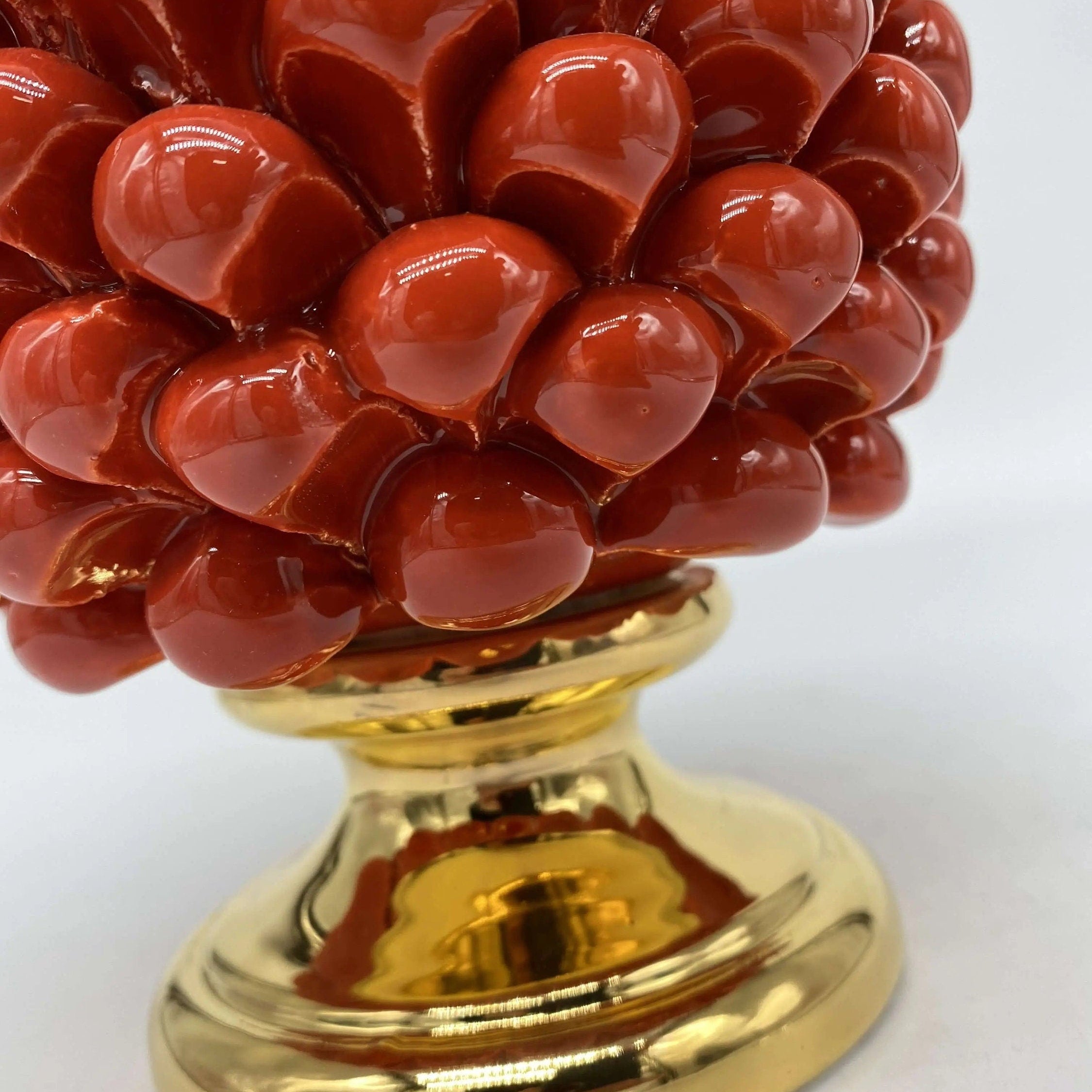 Pigna Aurum Ceramica Caltagirone cm H.20 Artigianale Rosso DD CERAMICHE SICILIANE