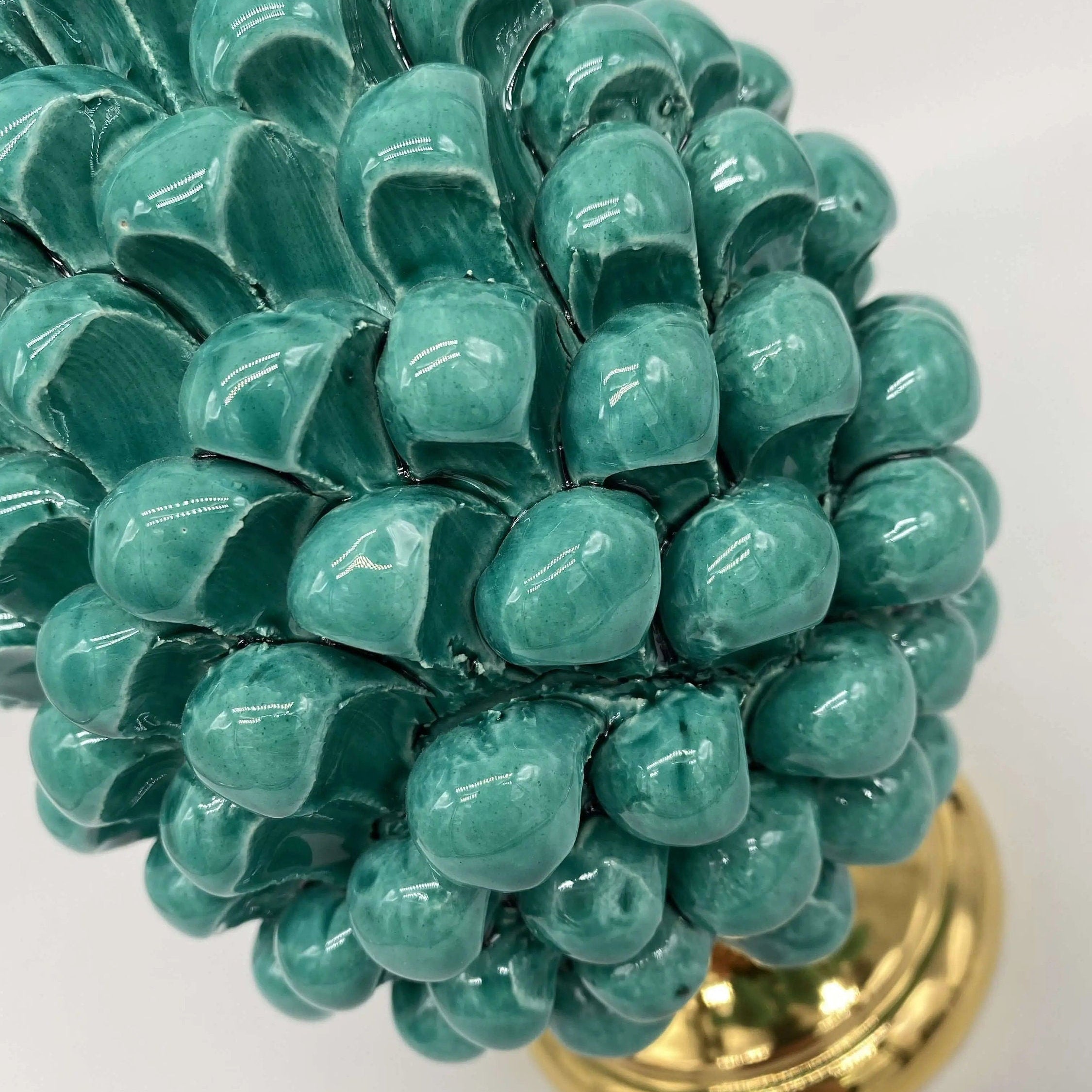 Pigna Aurum Ceramica Caltagirone cm H.20 Artigianale Verde Acqua DD CERAMICHE SICILIANE