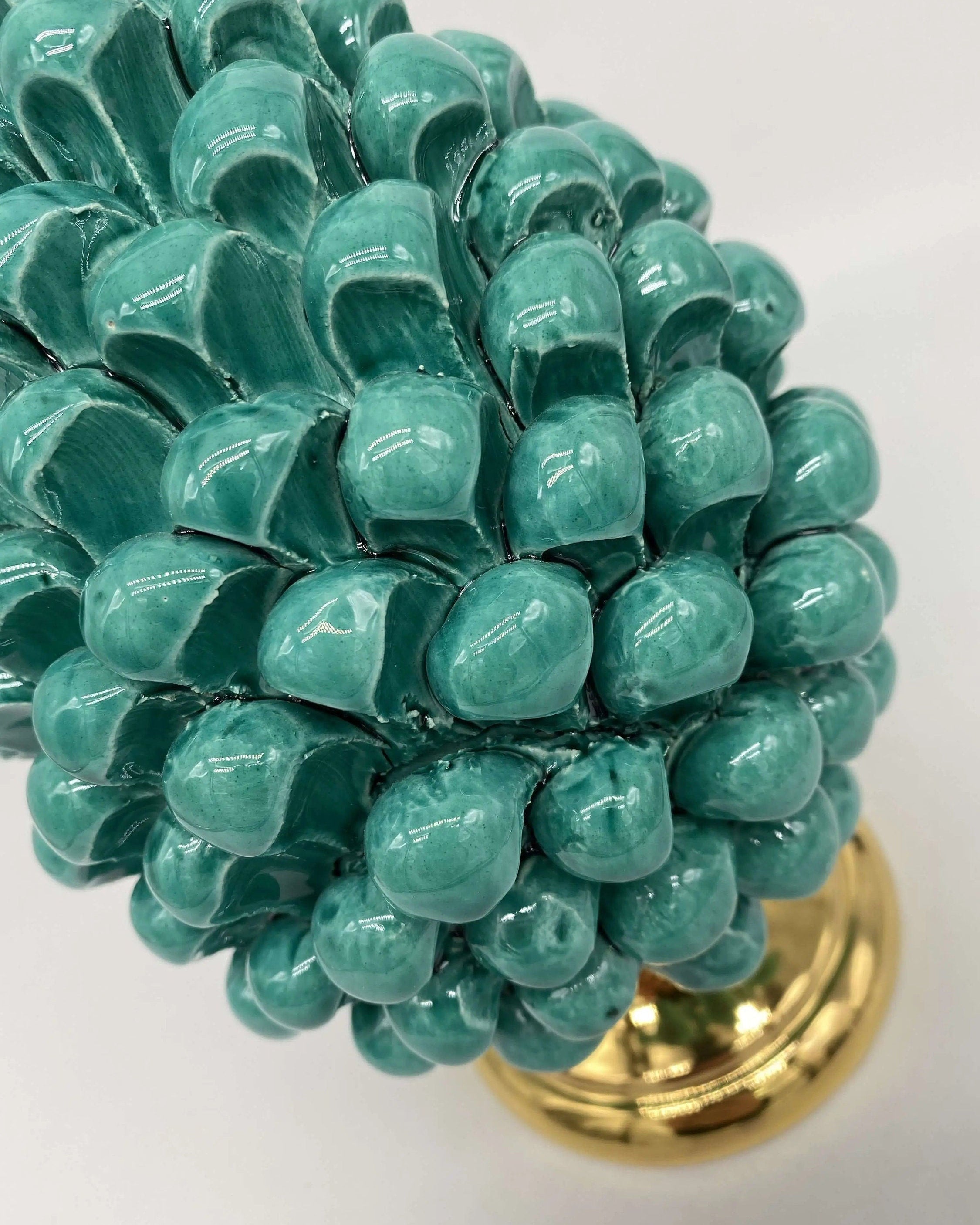 Pigna Aurum Ceramica Caltagirone cm H.20 Artigianale Verde Acqua DD CERAMICHE SICILIANE