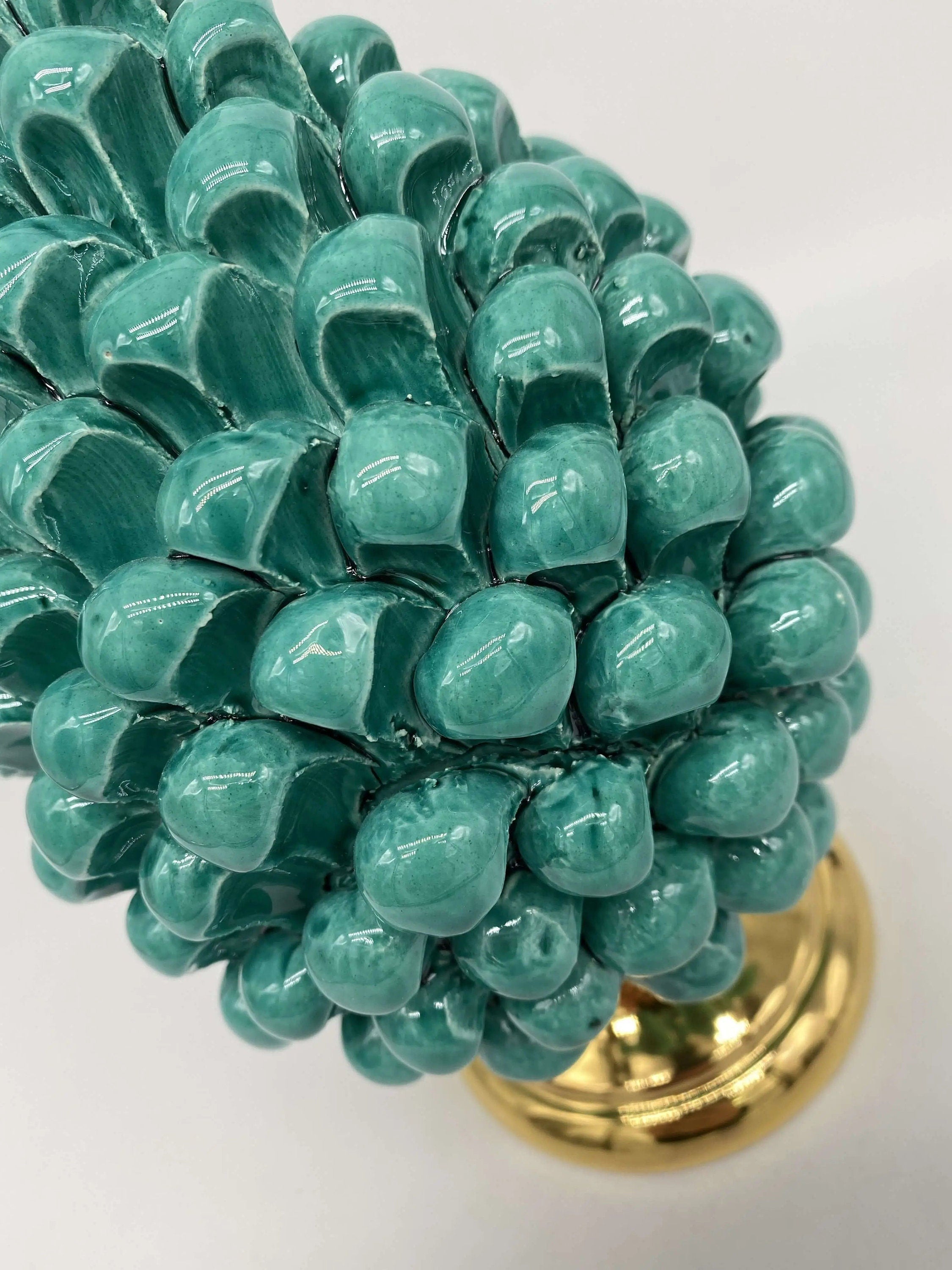 Pigna Aurum Ceramica Caltagirone cm H.20 Artigianale Verde Acqua DD CERAMICHE SICILIANE
