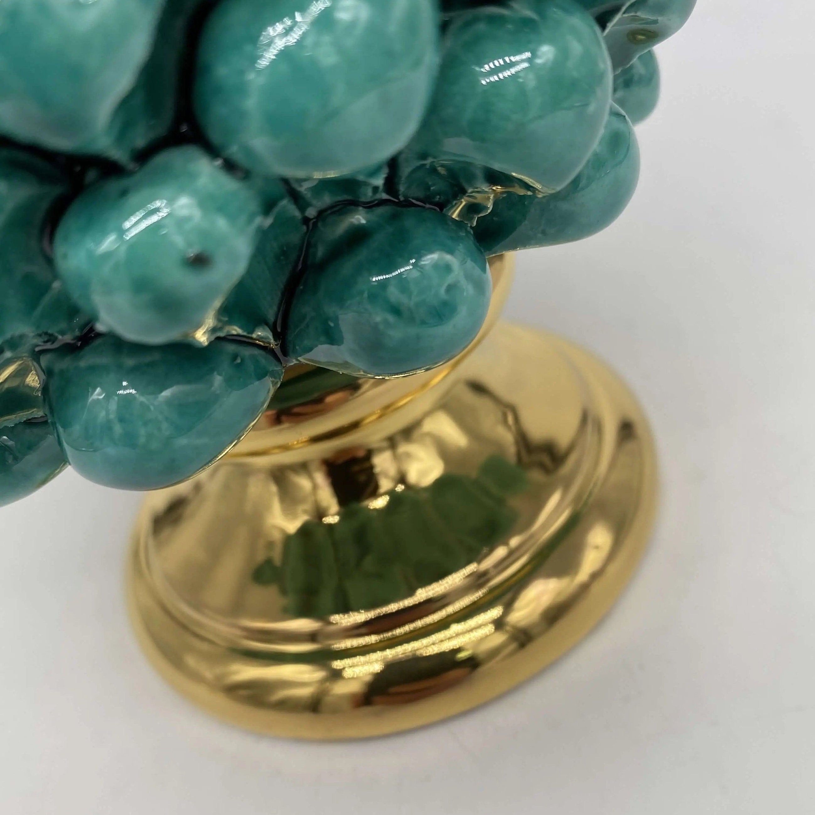 Pigna Aurum Ceramica Caltagirone cm H.20 Artigianale Verde Acqua DD CERAMICHE SICILIANE