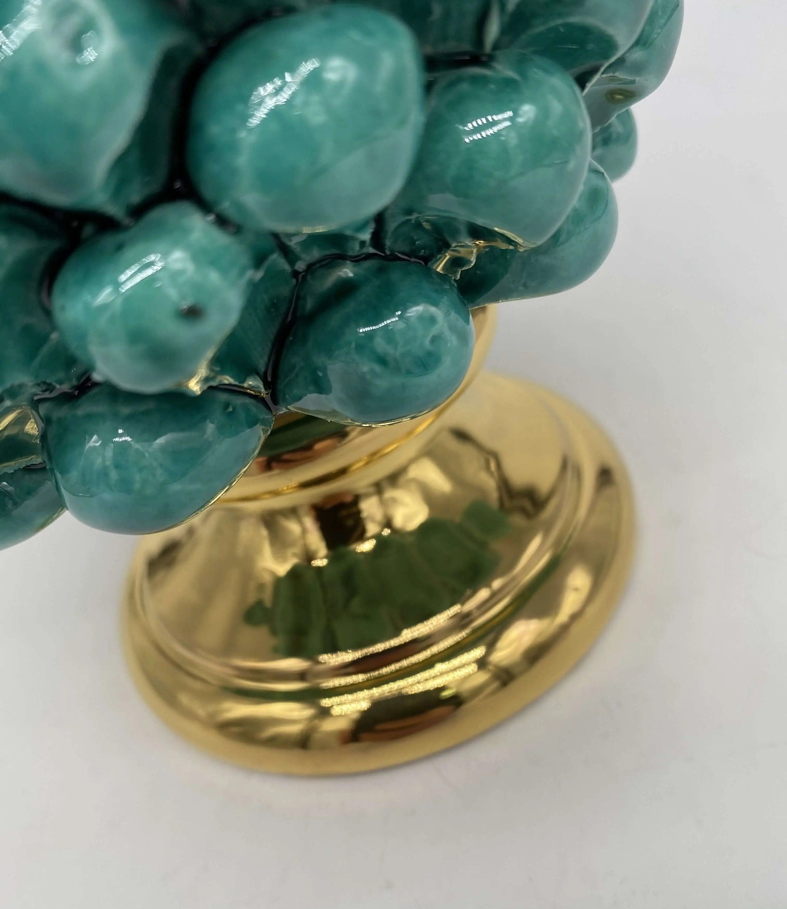 Pigna Aurum Ceramica Caltagirone cm H.20 Artigianale Verde Acqua DD CERAMICHE SICILIANE