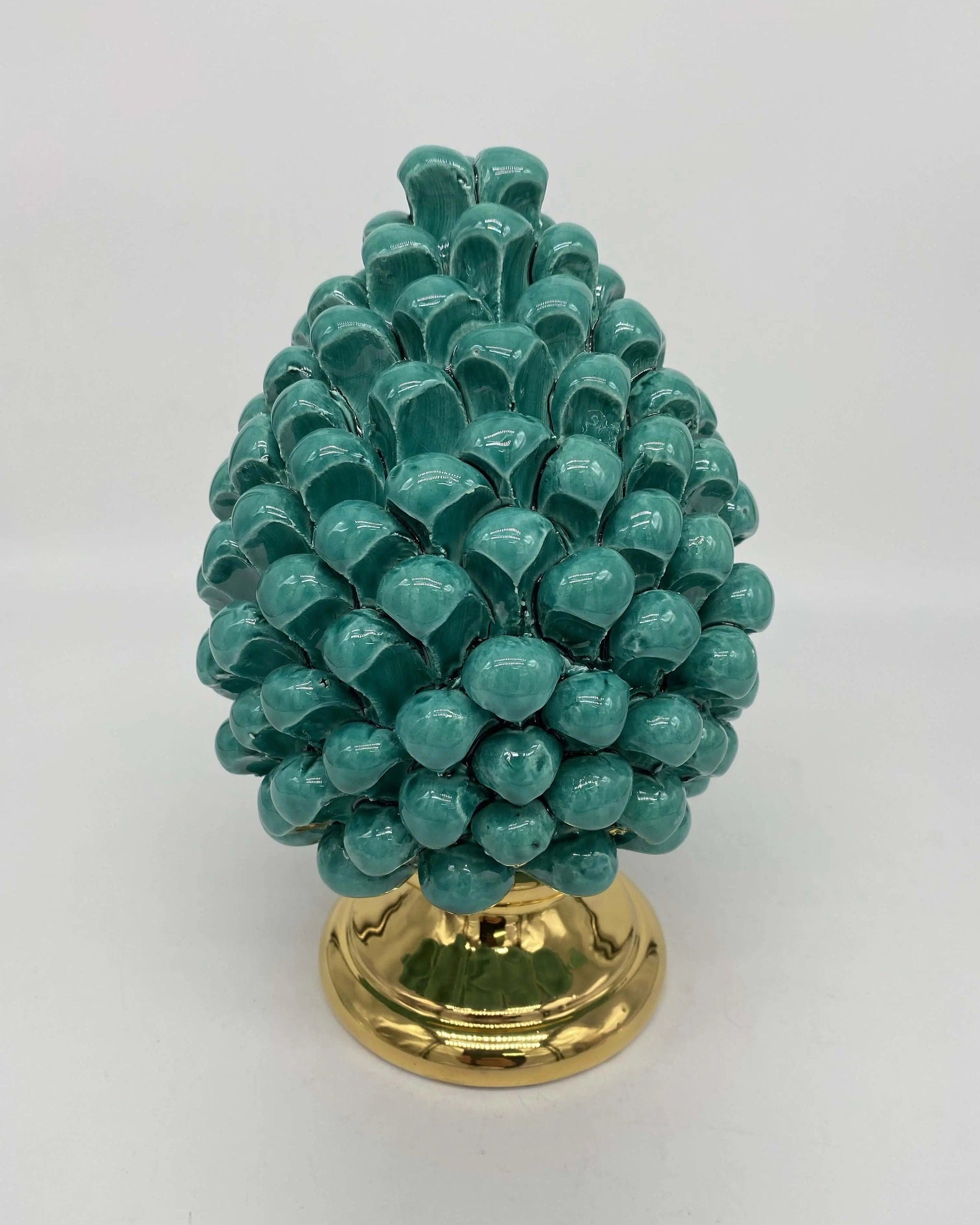 Pigna Aurum Ceramica Caltagirone cm H.20 Artigianale Verde Acqua DD CERAMICHE SICILIANE