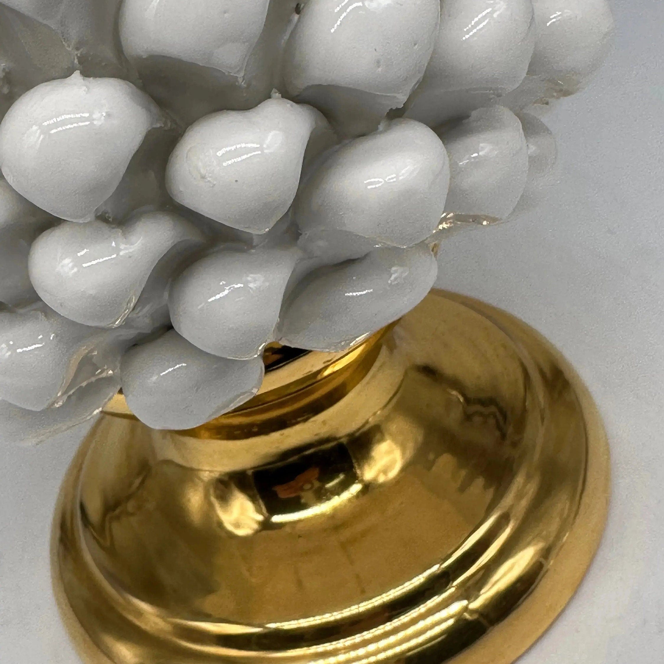 Pigna Aurum Ceramica Caltagirone cm H.30 Artigianale Bianco DD CERAMICHE SICILIANE