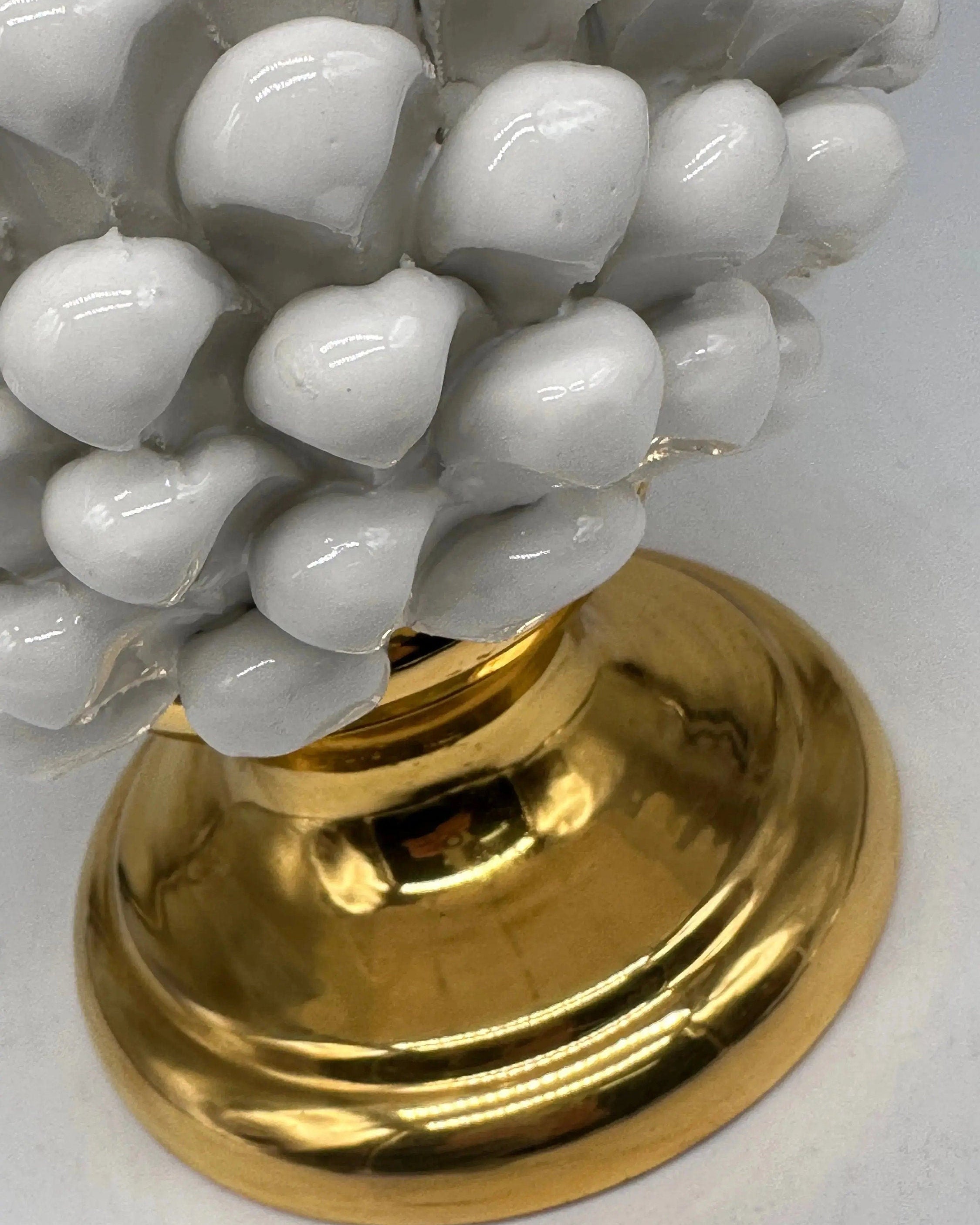 Pigna Aurum Ceramica Caltagirone cm H.30 Artigianale Bianco DD CERAMICHE SICILIANE