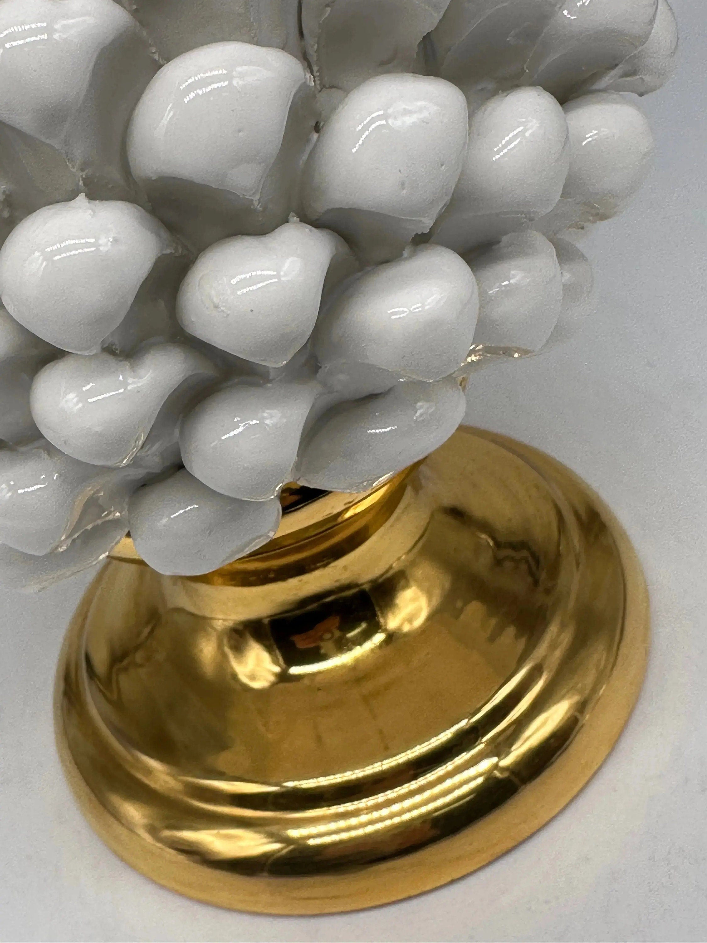 Pigna Aurum Ceramica Caltagirone cm H.30 Artigianale Bianco DD CERAMICHE SICILIANE