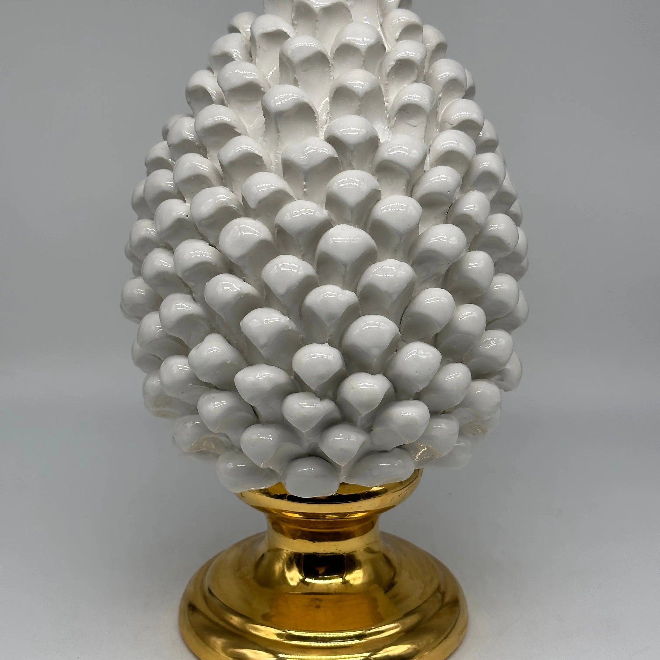 Pigna Aurum Ceramica Caltagirone cm H.30 Artigianale Bianco DD CERAMICHE SICILIANE