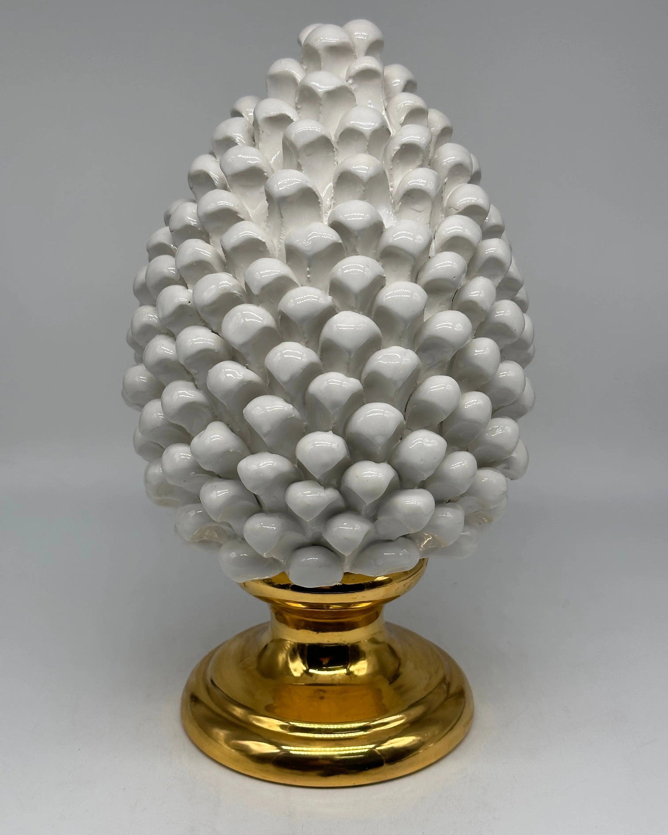 Pigna Aurum Ceramica Caltagirone cm H.30 Artigianale Bianco DD CERAMICHE SICILIANE