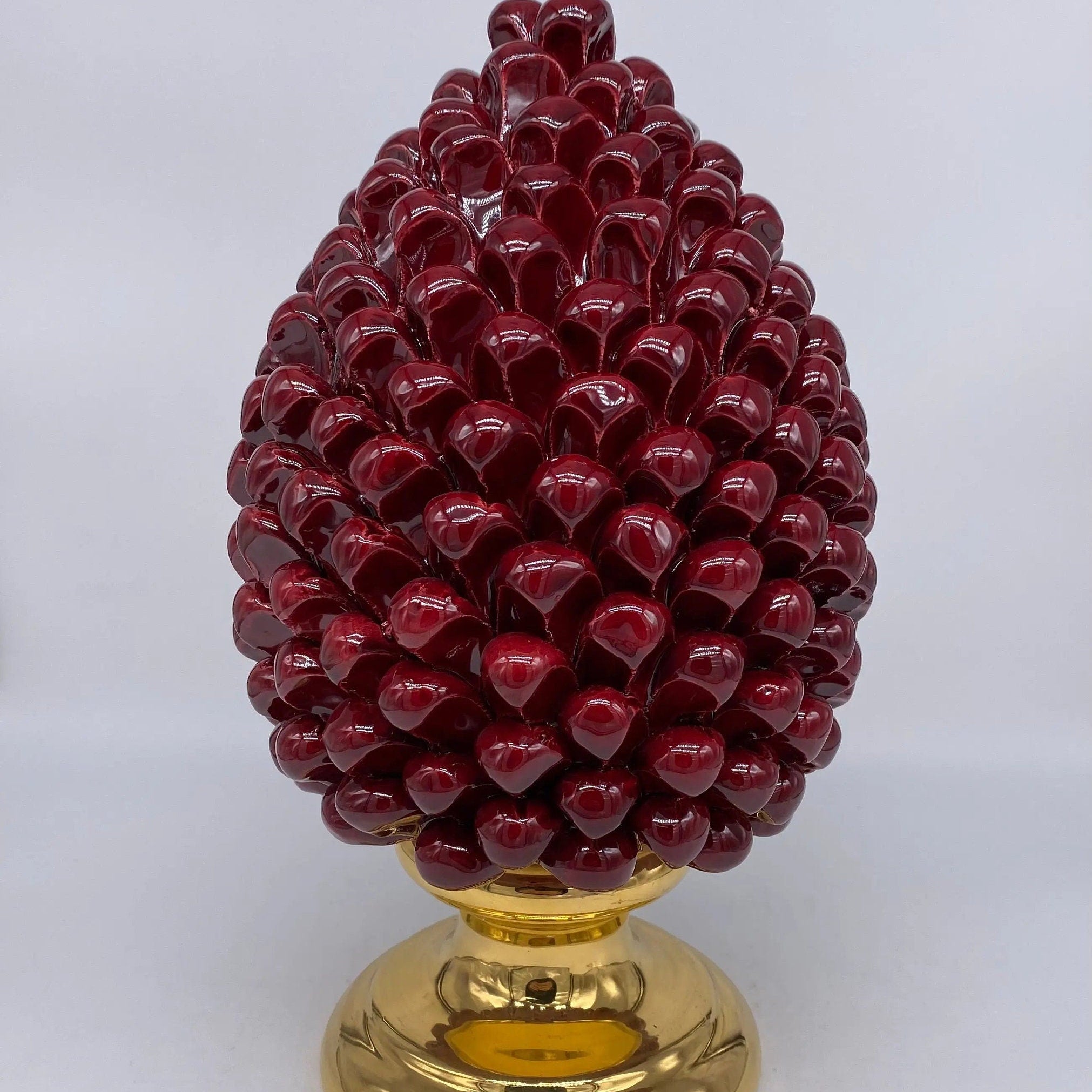 Pigna Aurum Ceramica Caltagirone cm H.30 Artigianale Bordeaux DD CERAMICHE SICILIANE