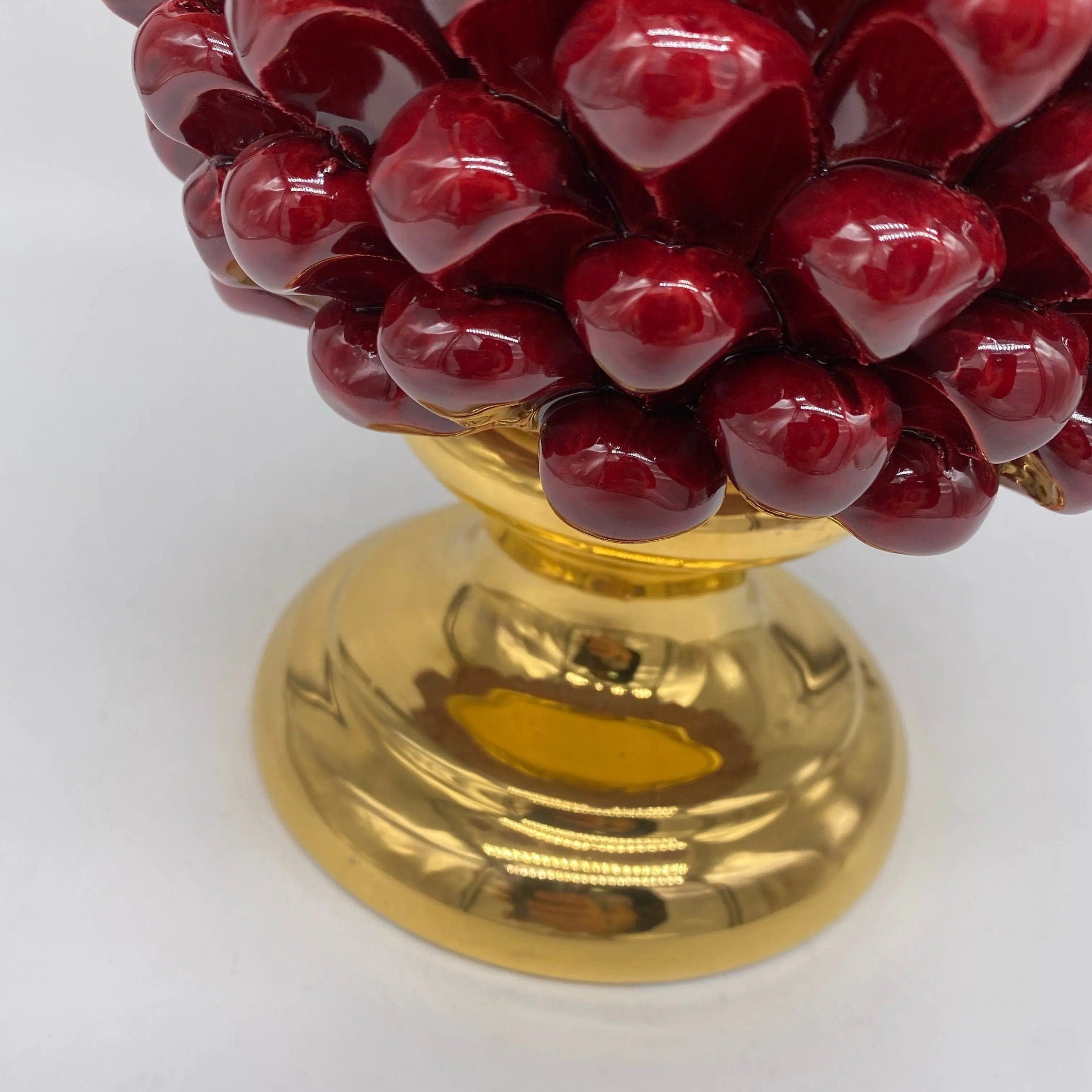 Pigna Aurum Ceramica Caltagirone cm H.30 Artigianale Bordeaux DD CERAMICHE SICILIANE