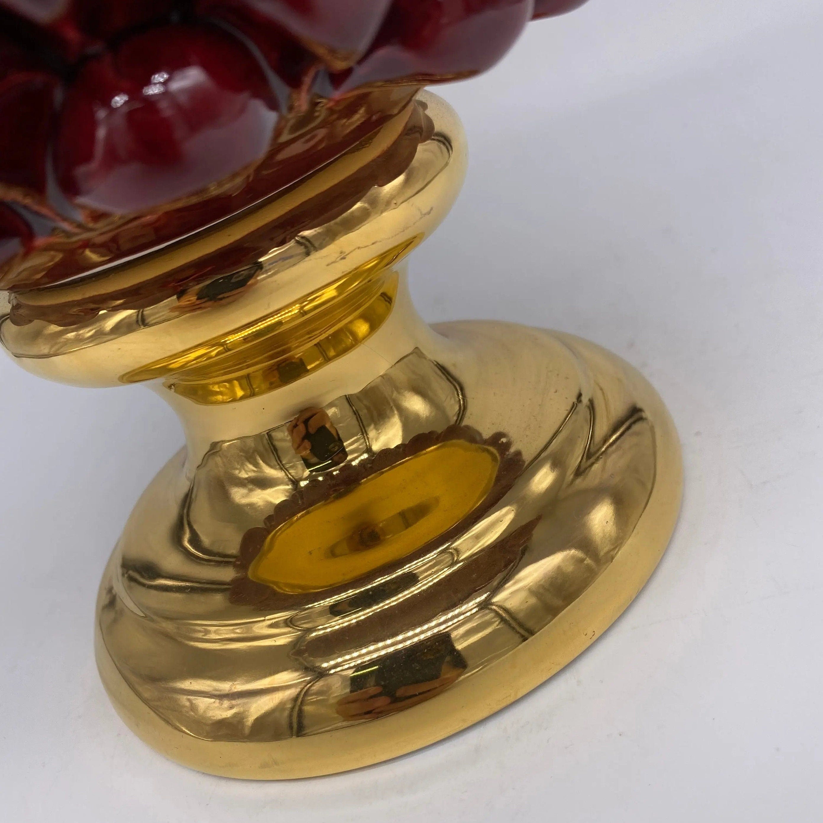 Pigna Aurum Ceramica Caltagirone cm H.30 Artigianale Bordeaux DD CERAMICHE SICILIANE