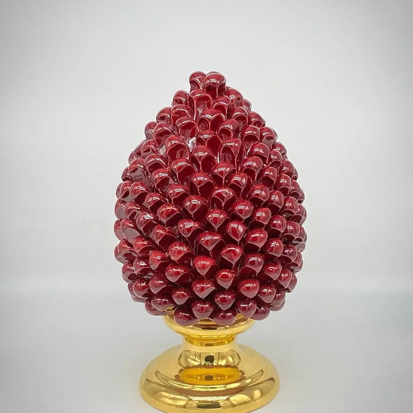 Pigna Aurum Ceramica Caltagirone cm H.30 Artigianale Bordeaux DD CERAMICHE SICILIANE