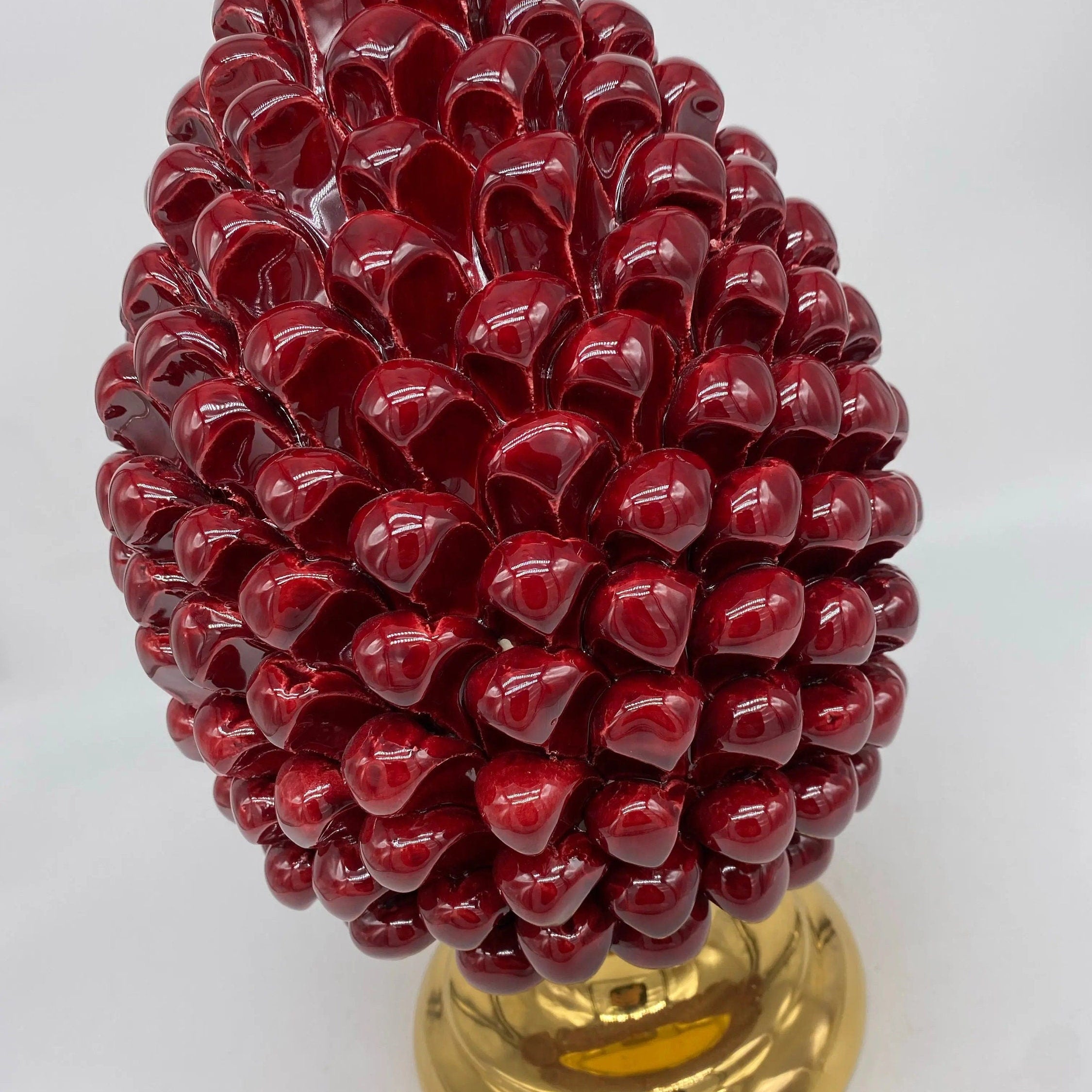 Pigna Aurum Ceramica Caltagirone cm H.30 Artigianale Bordeaux DD CERAMICHE SICILIANE