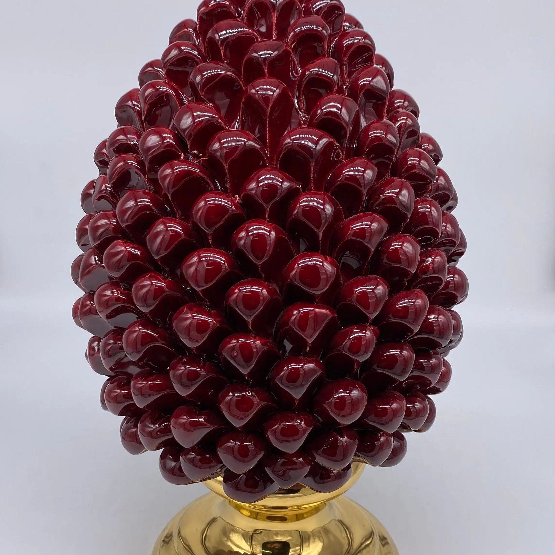 Pigna Aurum Ceramica Caltagirone cm H.30 Artigianale Bordeaux DD CERAMICHE SICILIANE