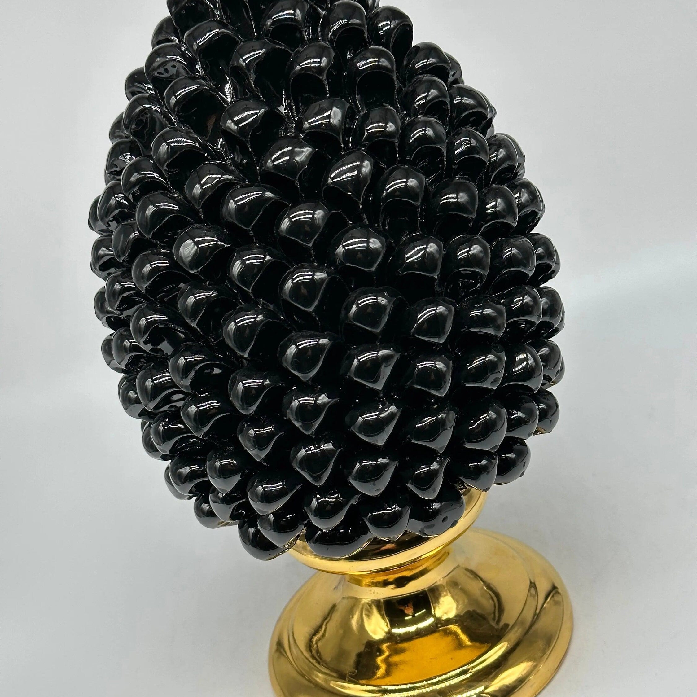 Pigna Aurum Ceramica Caltagirone cm H.30 Artigianale Nero DD CERAMICHE SICILIANE