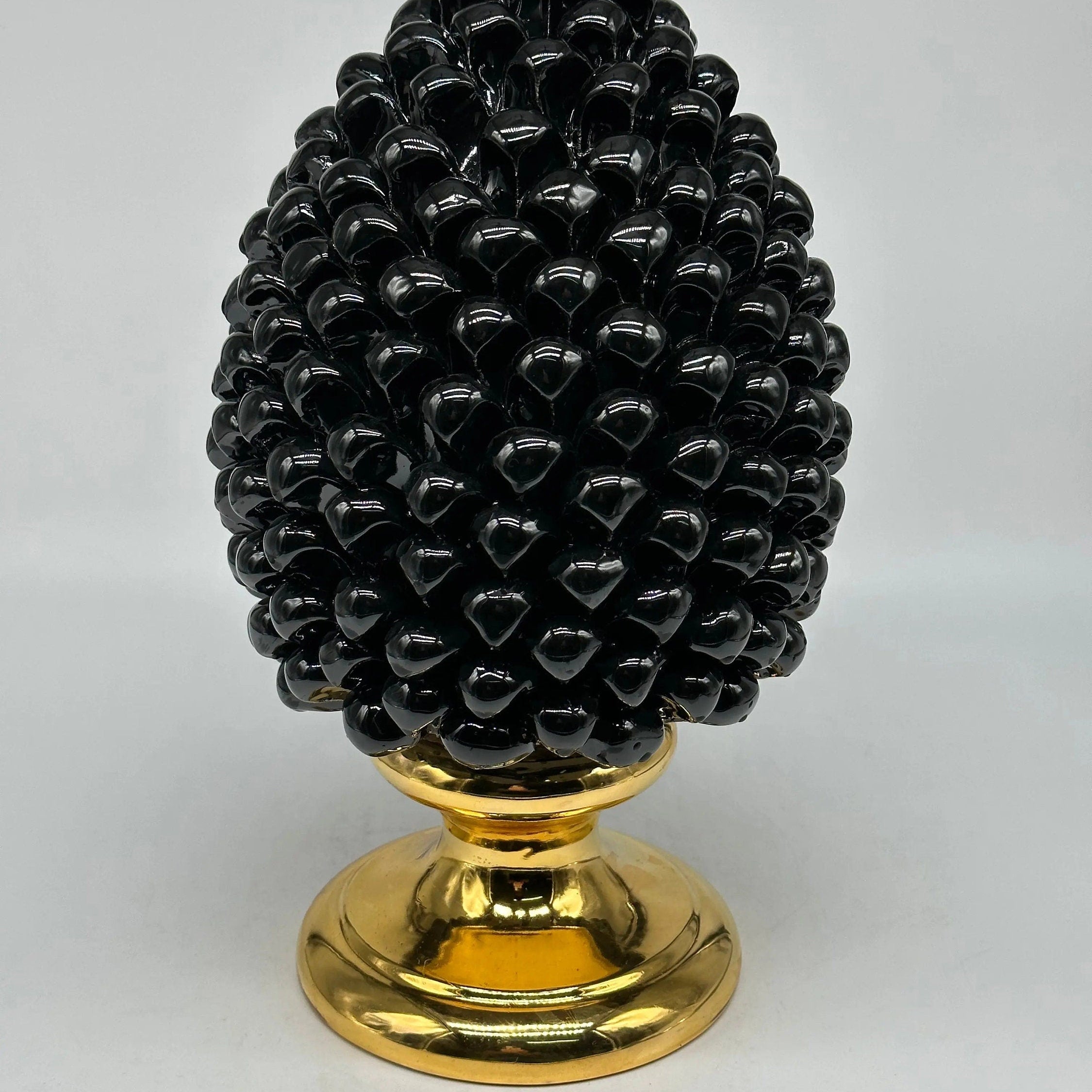 Pigna Aurum Ceramica Caltagirone cm H.30 Artigianale Nero DD CERAMICHE SICILIANE