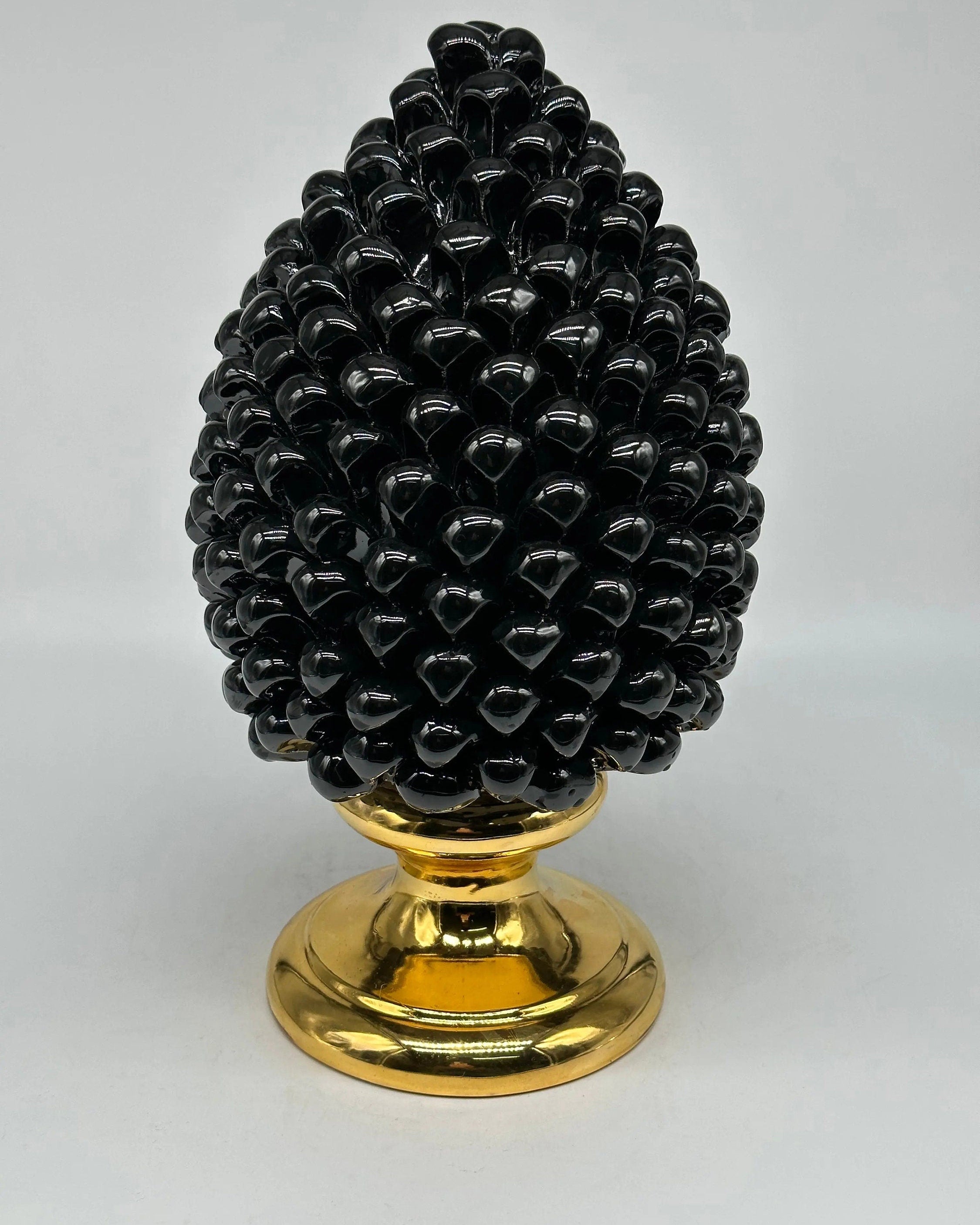 Pigna Aurum Ceramica Caltagirone cm H.30 Artigianale Nero DD CERAMICHE SICILIANE