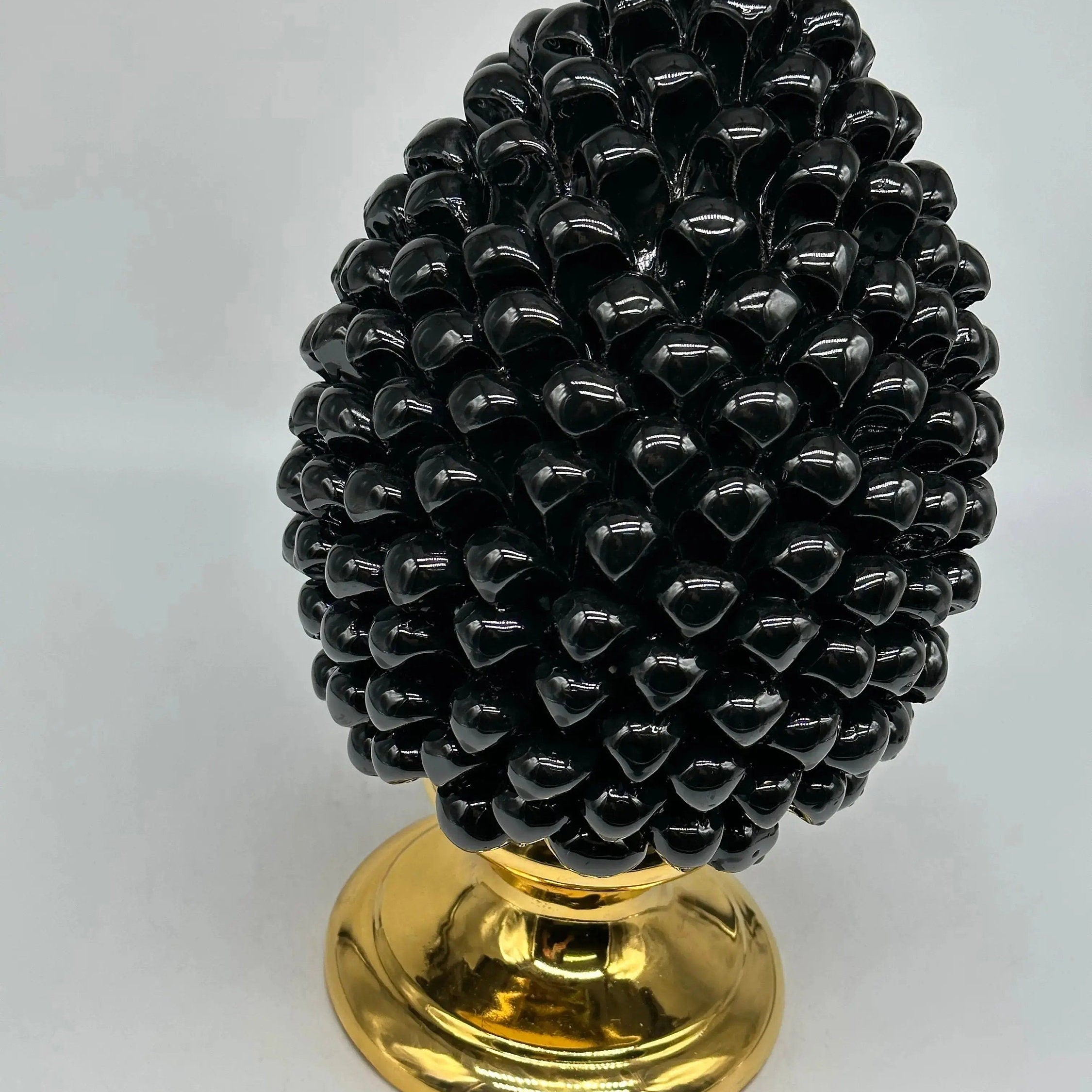 Pigna Aurum Ceramica Caltagirone cm H.30 Artigianale Nero DD CERAMICHE SICILIANE