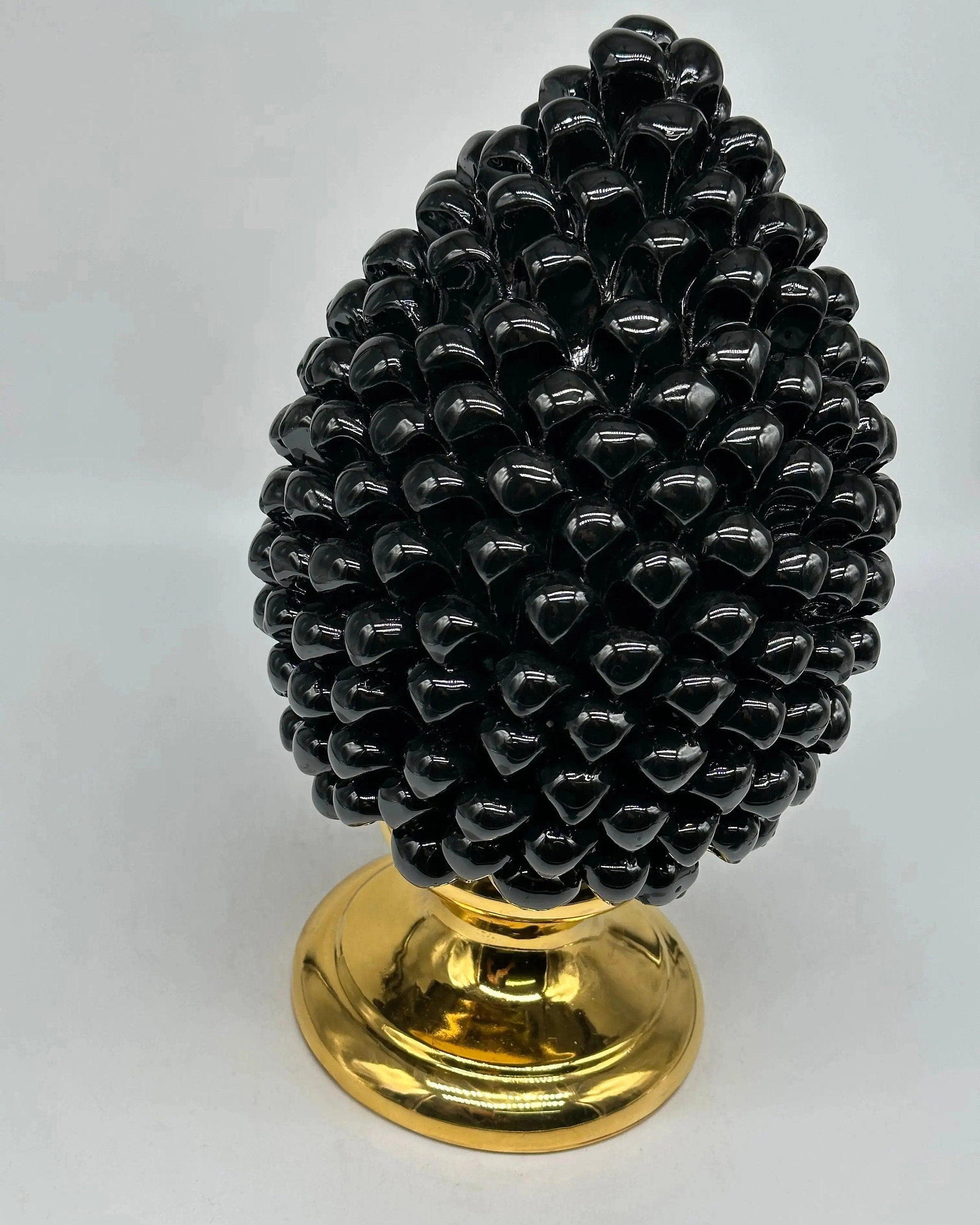 Pigna Aurum Ceramica Caltagirone cm H.30 Artigianale Nero DD CERAMICHE SICILIANE
