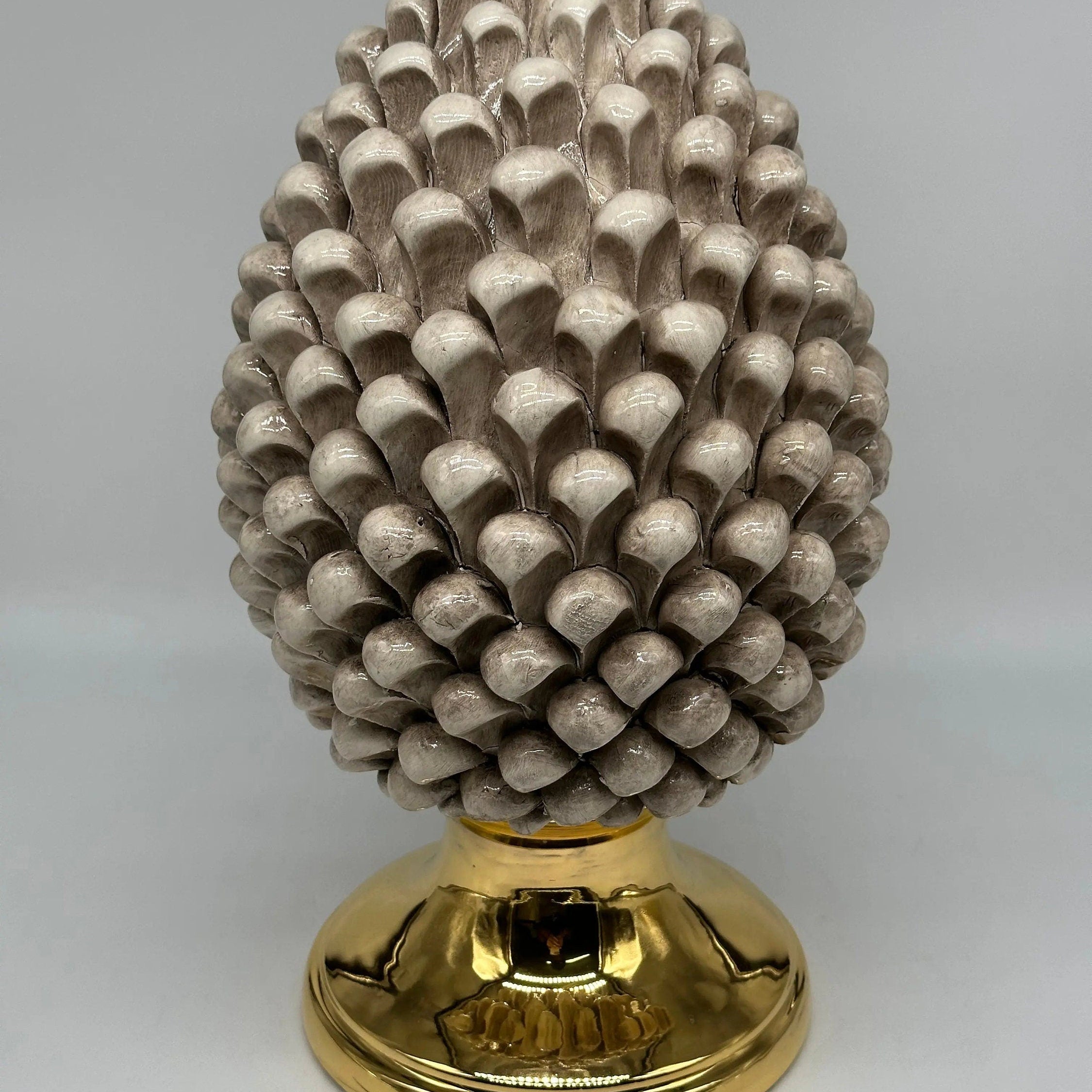 Pigna Aurum Ceramica Caltagirone cm H.35 Artigianale Beige Ecru DD CERAMICHE SICILIANE