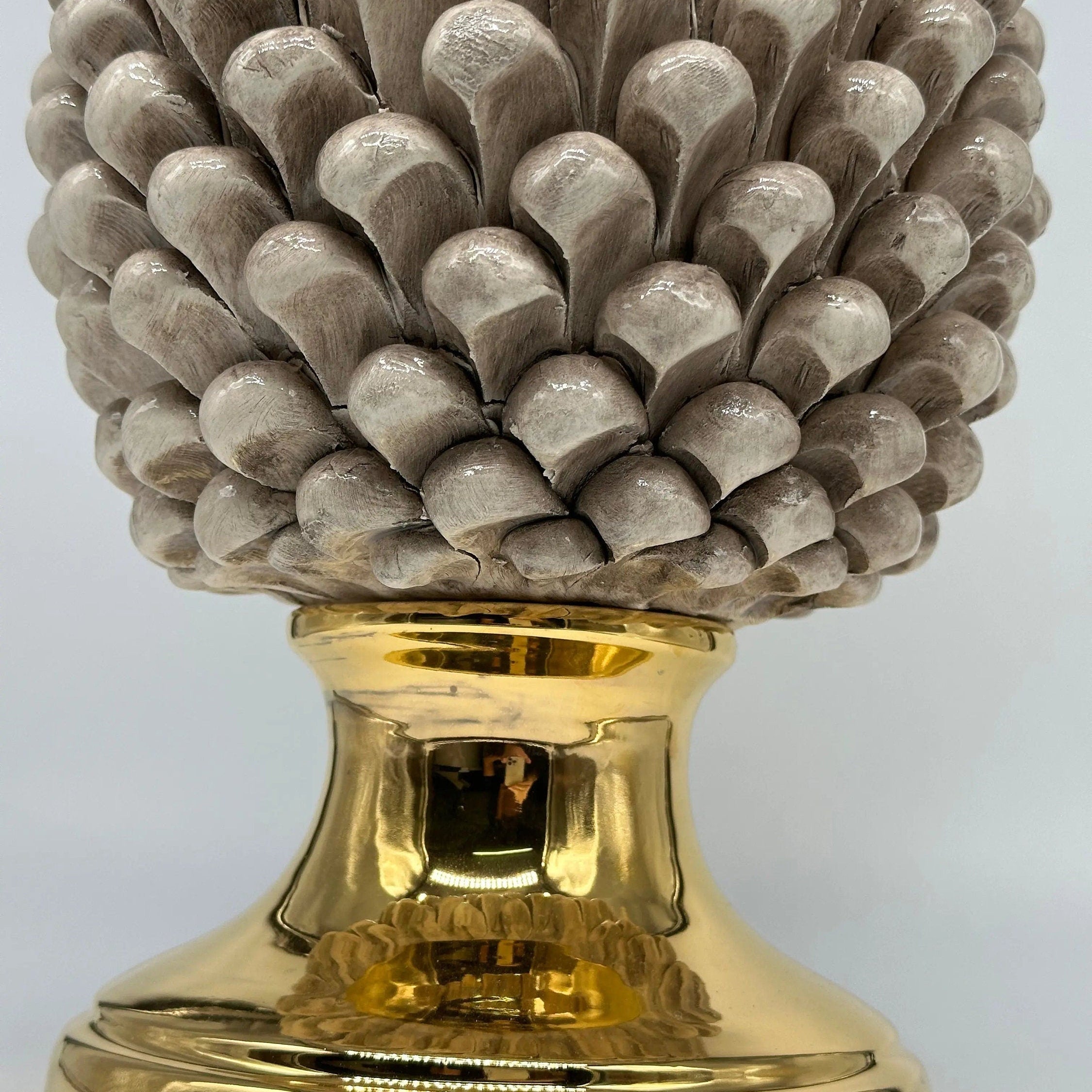 Pigna Aurum Ceramica Caltagirone cm H.35 Artigianale Beige Ecru DD CERAMICHE SICILIANE