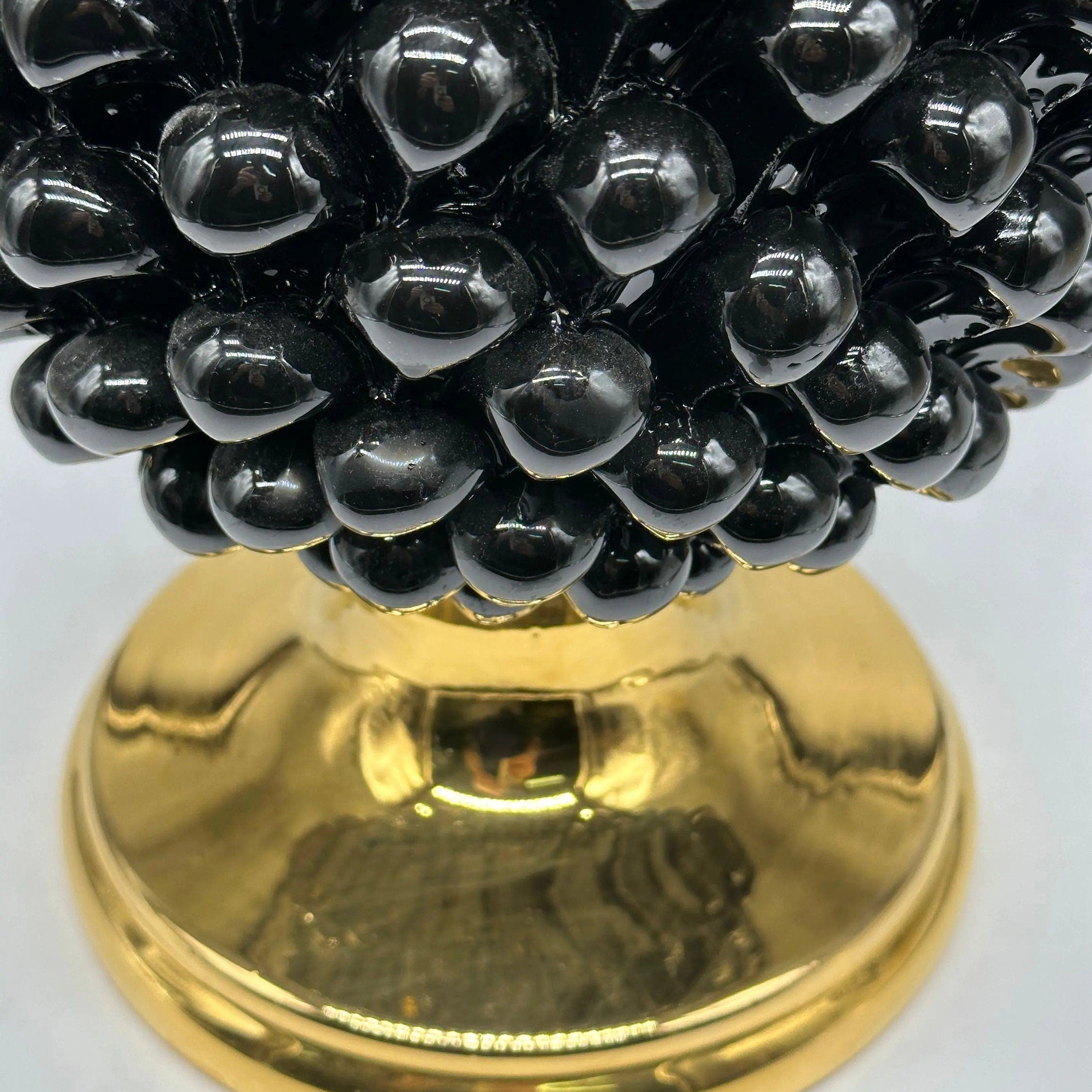 Pigna Aurum Ceramica Caltagirone cm H.40 Artigianale Nero DD CERAMICHE SICILIANE