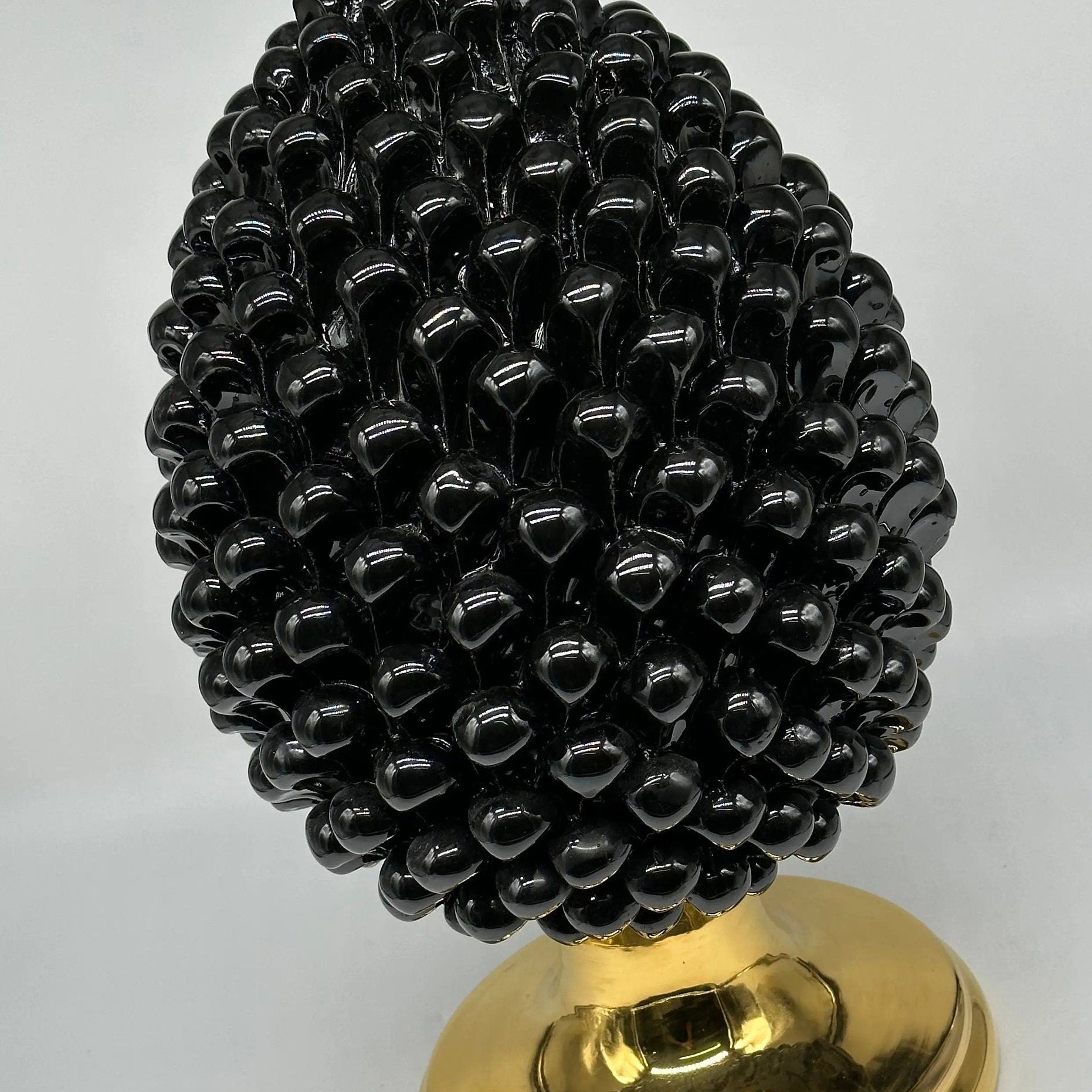 Pigna Aurum Ceramica Caltagirone cm H.40 Artigianale Nero DD CERAMICHE SICILIANE