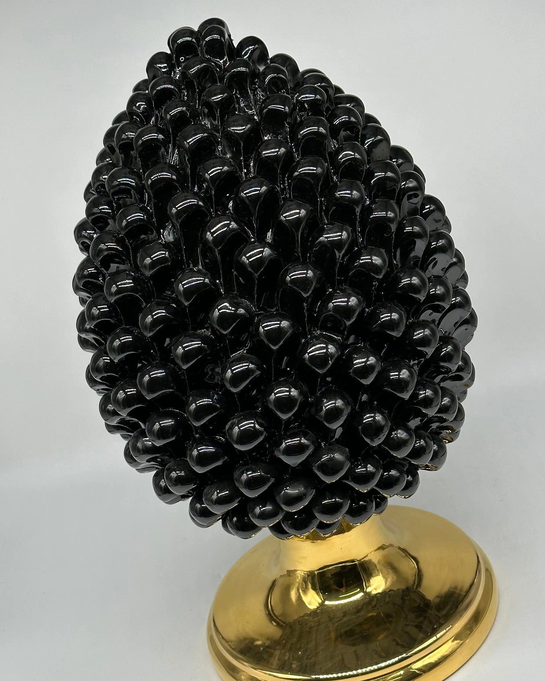 Pigna Aurum Ceramica Caltagirone cm H.40 Artigianale Nero DD CERAMICHE SICILIANE